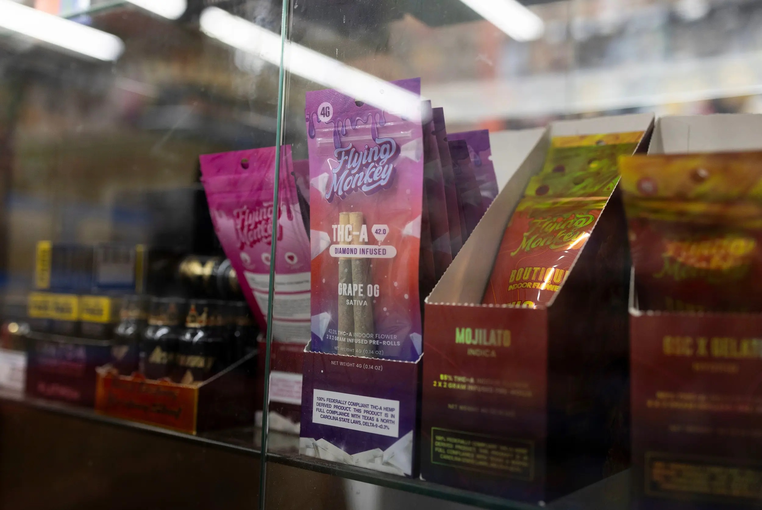 Products containing THC sit at a store in Austin, Texas, on May 5, 2025. Credit: Lorianne Willett/The Texas Tribune Products containing THC sit at a store in Austin, Texas, on May 5, 2025. Credit: Lorianne Willett/The Texas Tribune