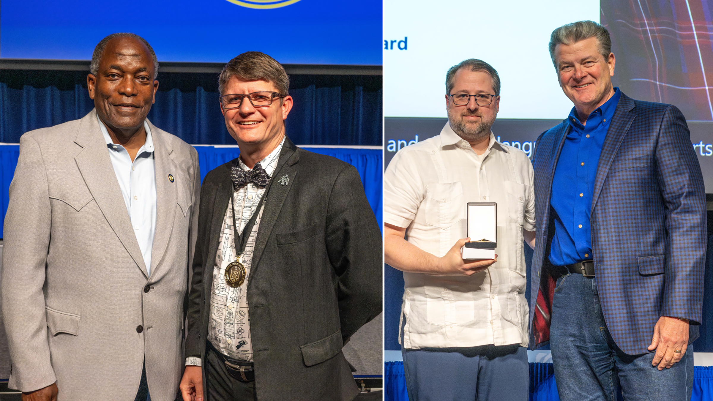 (Left) ASU President Ronnie Hawkins Jr. and Dr. Kenneth Carrell; (Right) Dr. David Faught and TTUS Chancellor Tedd Mitchell (Left) ASU President Ronnie Hawkins Jr. and Dr. Kenneth Carrell; (Right) Dr. David Faught and TTUS Chancellor Tedd Mitchell