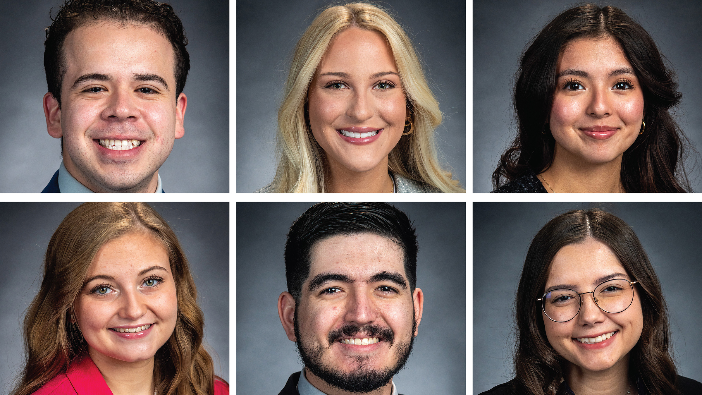 (Top, L-R) Alejandro Rodarte-Martinez, Sydney Anderson, Isabela Casillas; (Bottom, L-R) Audrey Spearman, Matthew Barton, Mia Kilman. (Top, L-R) Alejandro Rodarte-Martinez, Sydney Anderson, Isabela Casillas; (Bottom, L-R) Audrey Spearman, Matthew Barton, Mia Kilman.