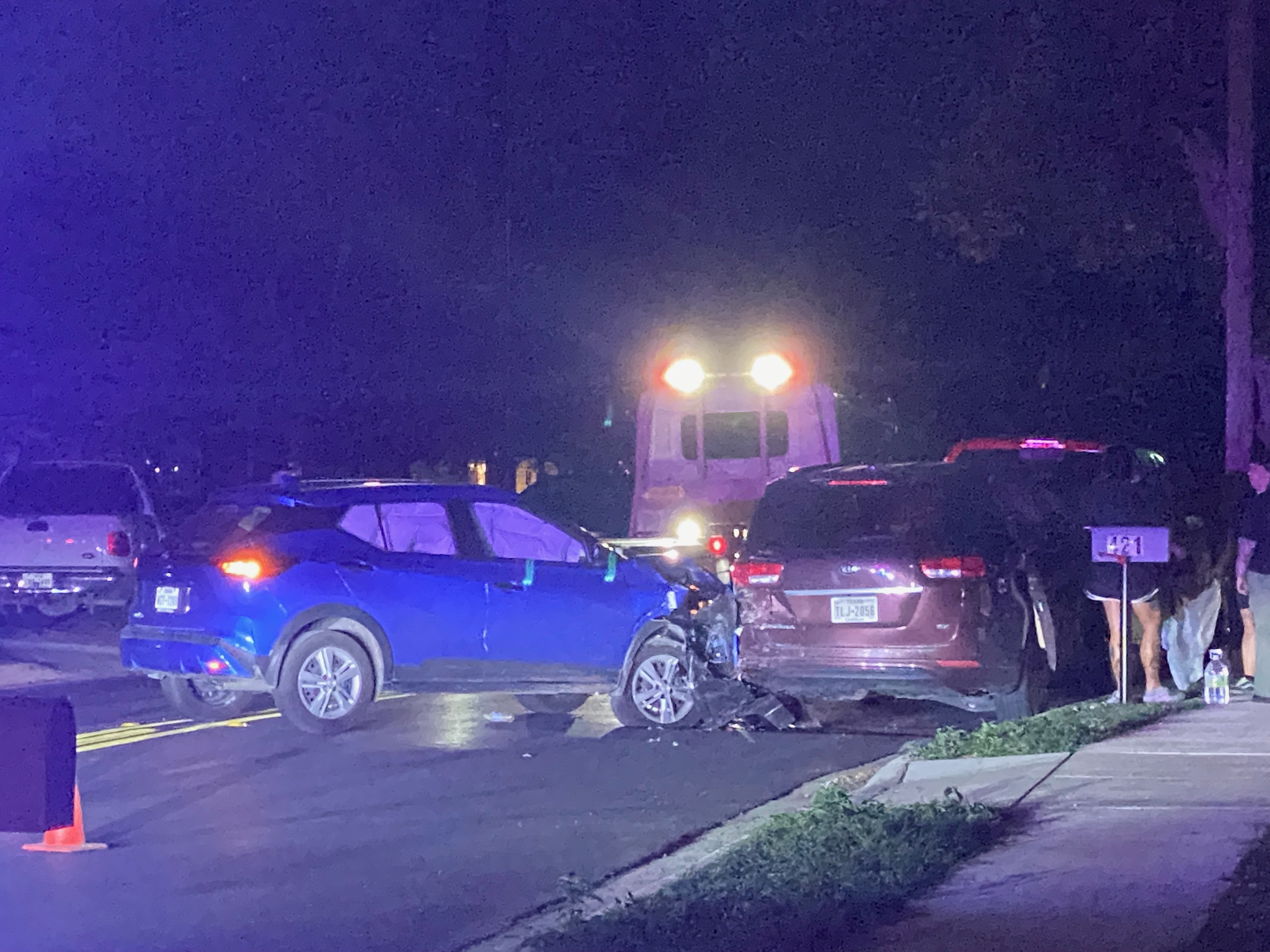 SAN ANGELO, TX — Police and fire responded to what appeared to be a rear-end collision into a parked vehicle on the eastbound access road — Freeland Bvd — to the Houston Harte near Howard St. SAN ANGELO, TX — Police and fire responded to what appeared to be a rear-end collision into a parked vehicle on the eastbound access road — Freeland Bvd — to the Houston Harte near Howard St.