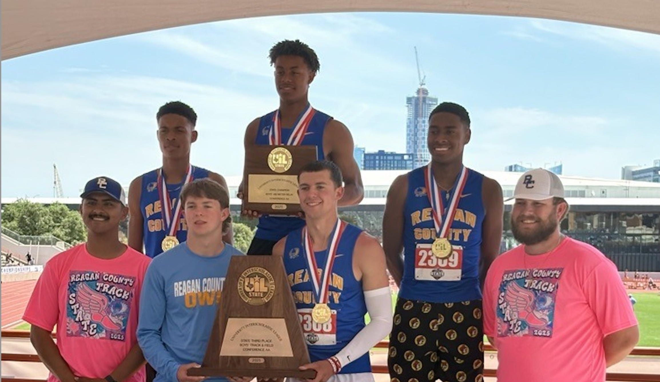 Reagan County had three entrants at the Class 2A state track meet Saturday, and the Owls cashed that in for a third-place finish in the team standings. Reagan County had three entrants at the Class 2A state track meet Saturday, and the Owls cashed that in for a third-place finish in the team standings.
