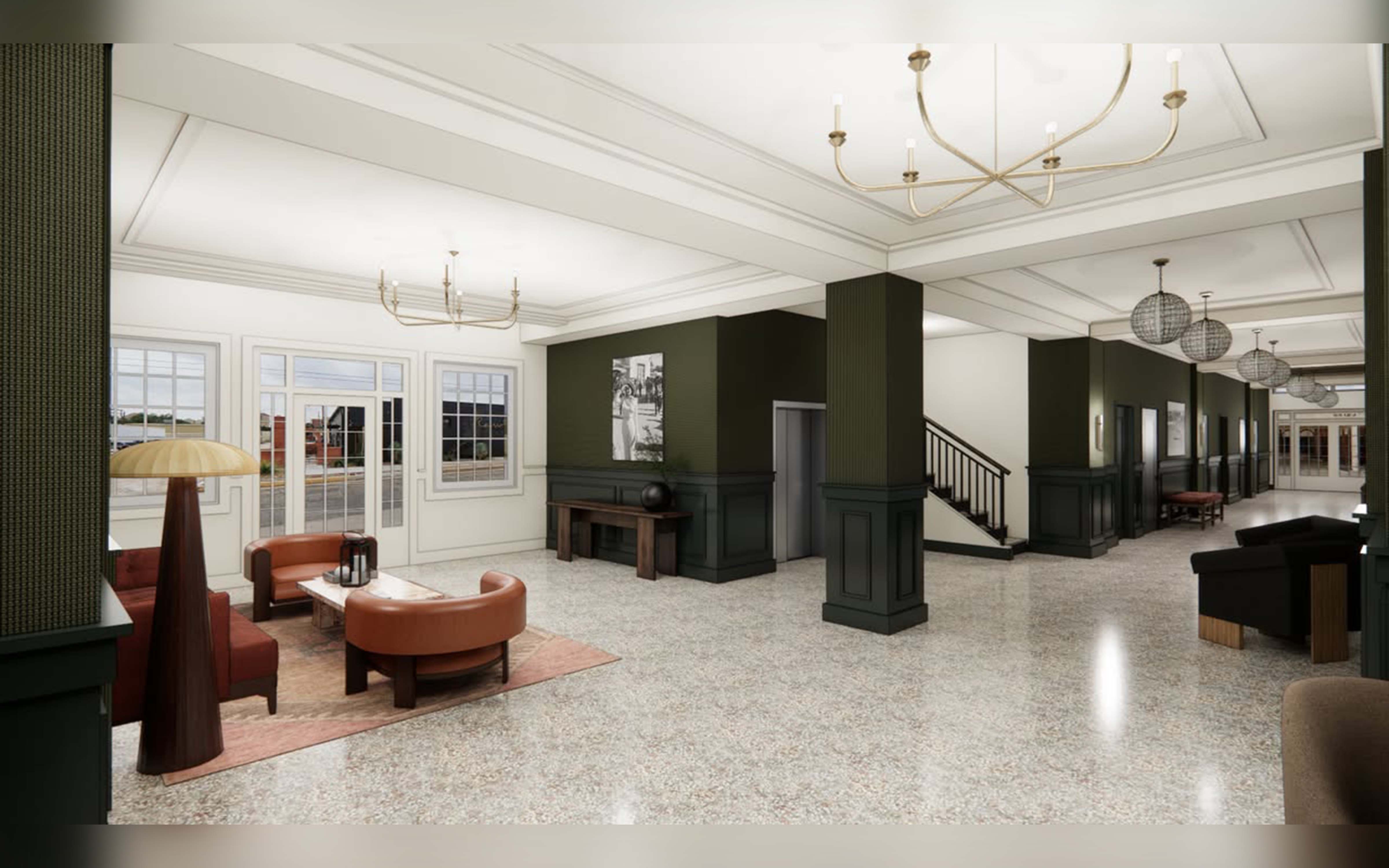 Renderings show the planned design of the lobby and common areas inside the Roosevelt Lofts, a 25-unit senior housing redevelopment underway at 50 N. Chadbourne St. in downtown San Angelo. Photos from: Roosevelt Lofts Facebook Renderings show the planned design of the lobby and common areas inside the Roosevelt Lofts, a 25-unit senior housing redevelopment underway at 50 N. Chadbourne St. in downtown San Angelo. Photos from: Roosevelt Lofts Facebook