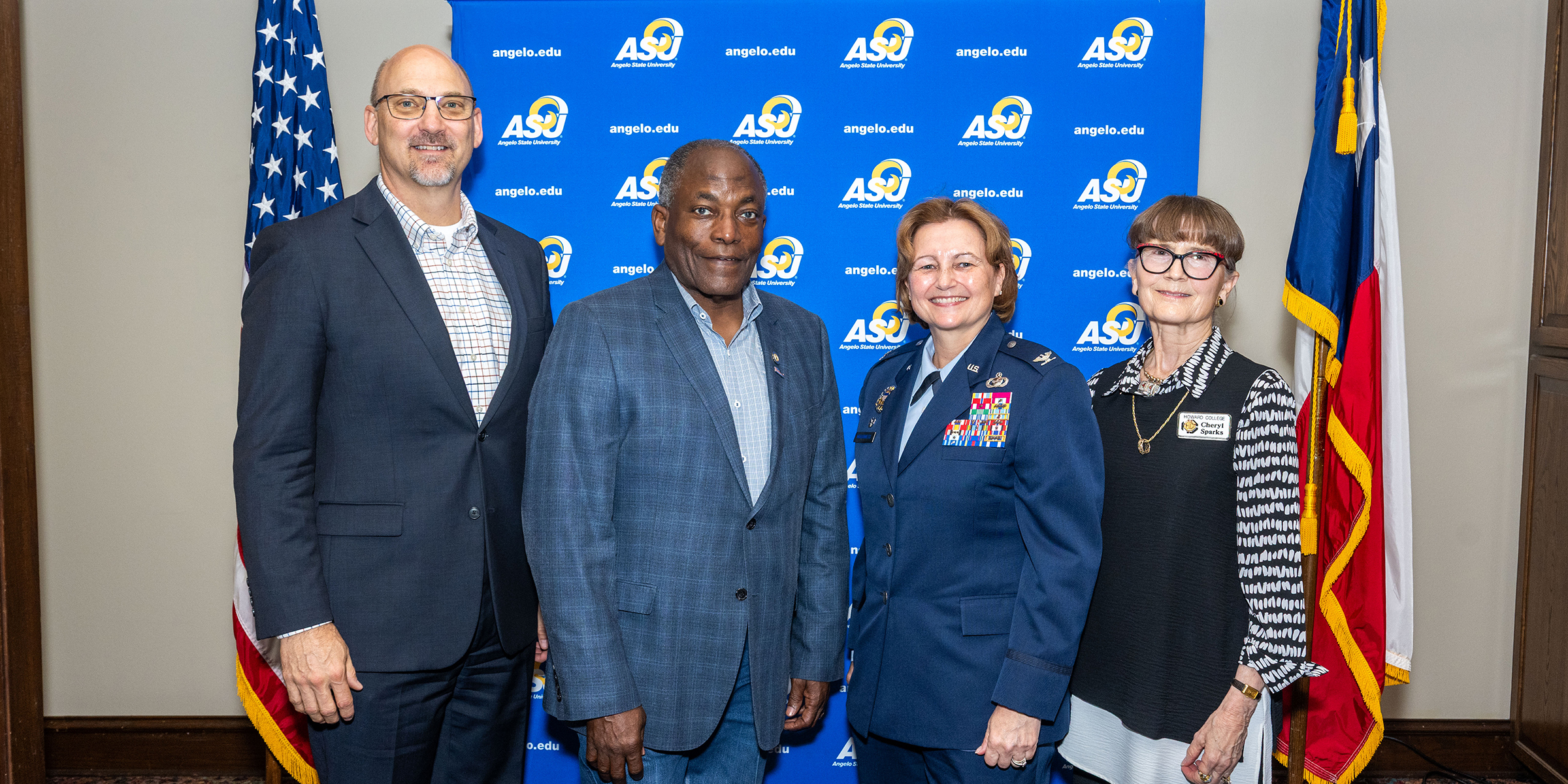 (L-R) Dr. Chris Moran, SAISD Superintendent; Ronnie Hawkins, ASU President; Col. Angelina Maguinness, GAFB Commander; Dr. Cheryl Sparks, Howard College President. (L-R) Dr. Chris Moran, SAISD Superintendent; Ronnie Hawkins, ASU President; Col. Angelina Maguinness, GAFB Commander; Dr. Cheryl Sparks, Howard College President.