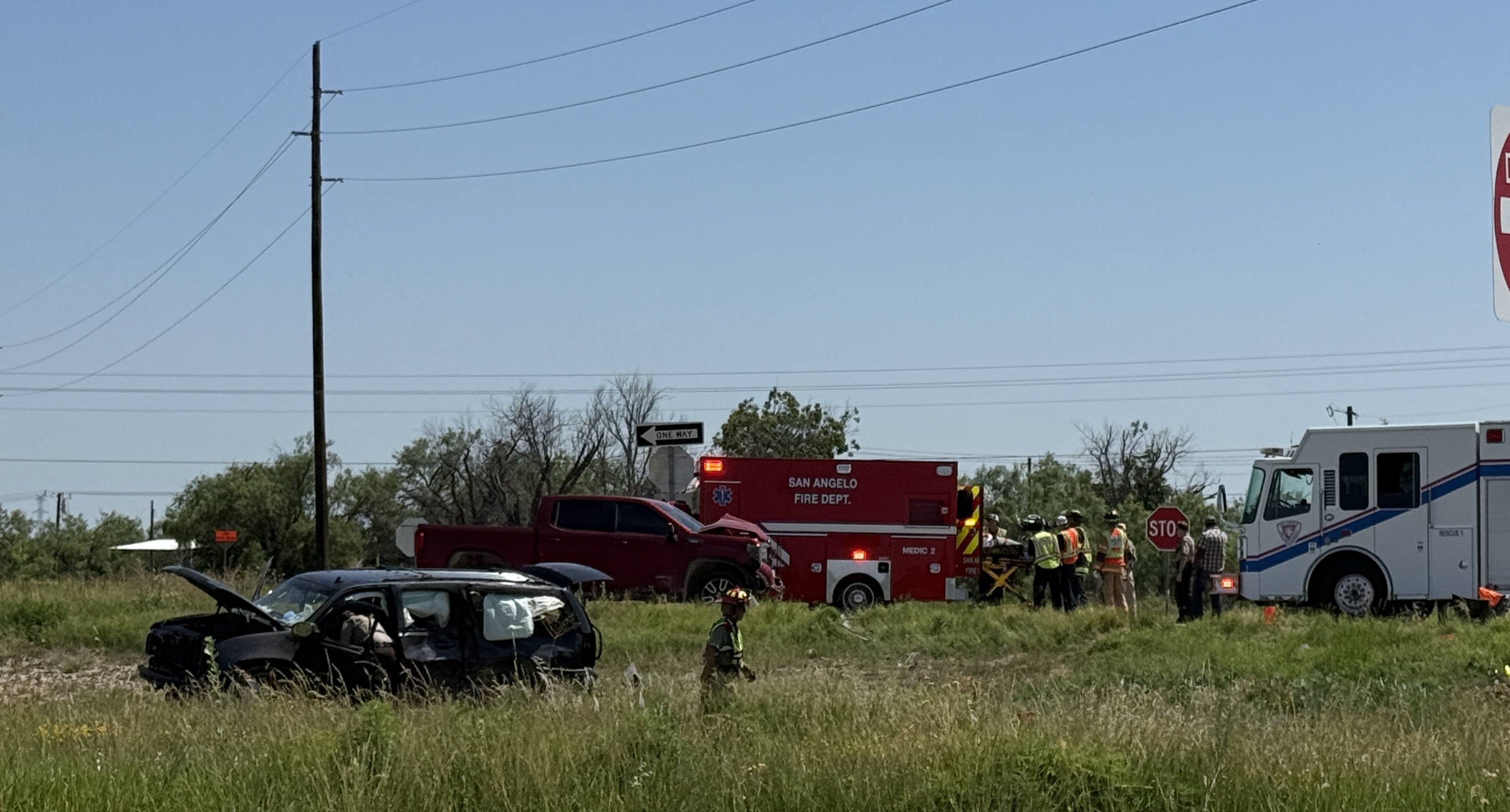 A two-vehicle crash on U.S. Highway 87 just north of San Angelo on Friday sent one person to the hospital. A two-vehicle crash on U.S. Highway 87 just north of San Angelo on Friday sent one person to the hospital.