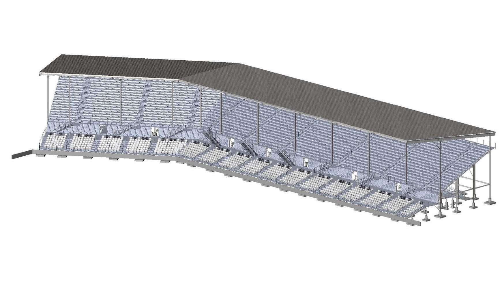 The architect's rendering of what the new stands will look like when completed. The architect's rendering of what the new stands will look like when completed.