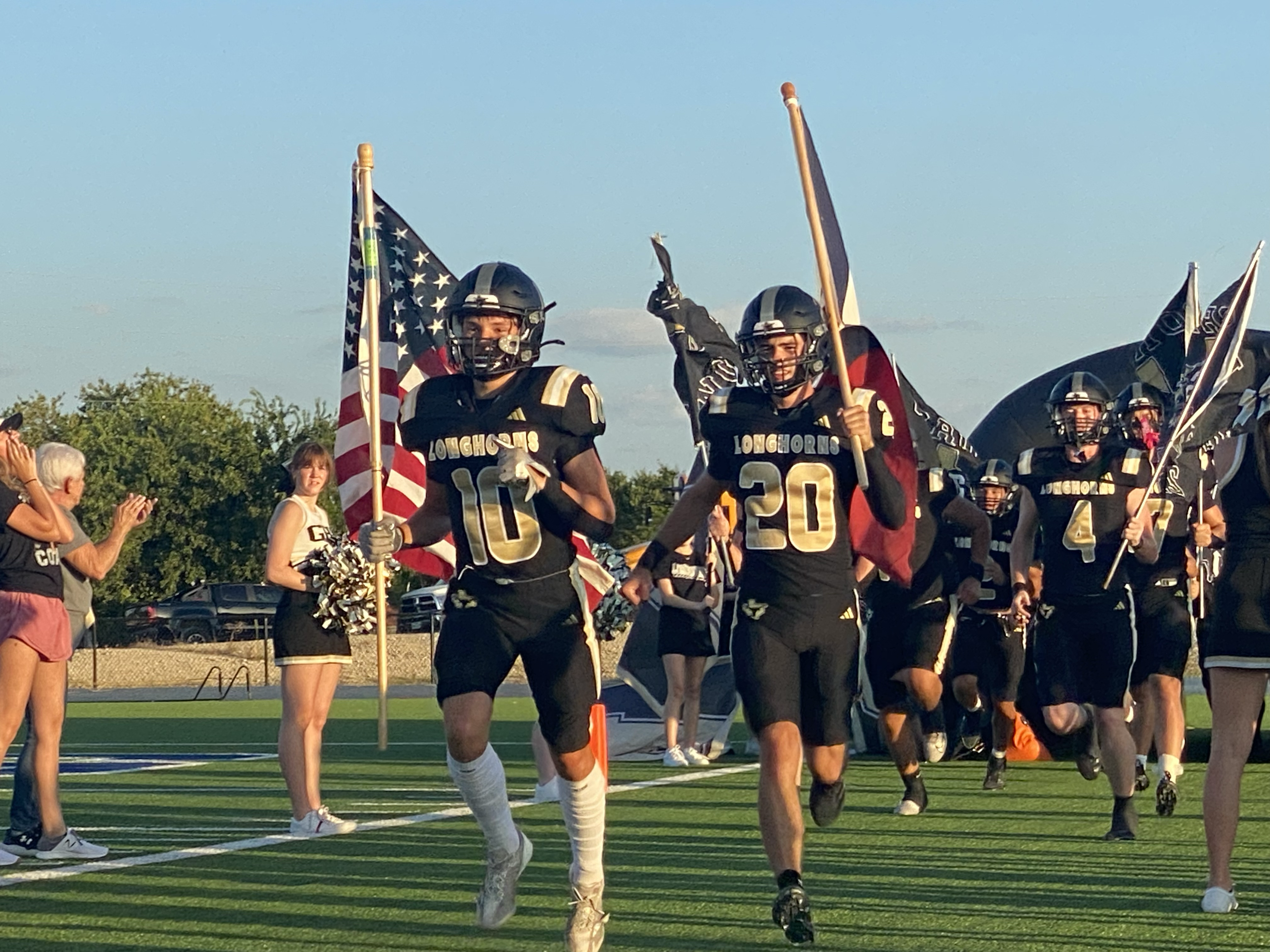 The Gordon Longhorns run onto the field before their football game against the Richland Springs Coyotes on Thursday, Aug. 28, 2025, in Priddy. The Gordon Longhorns run onto the field before their football game against the Richland Springs Coyotes on Thursday, Aug. 28, 2025, in Priddy.