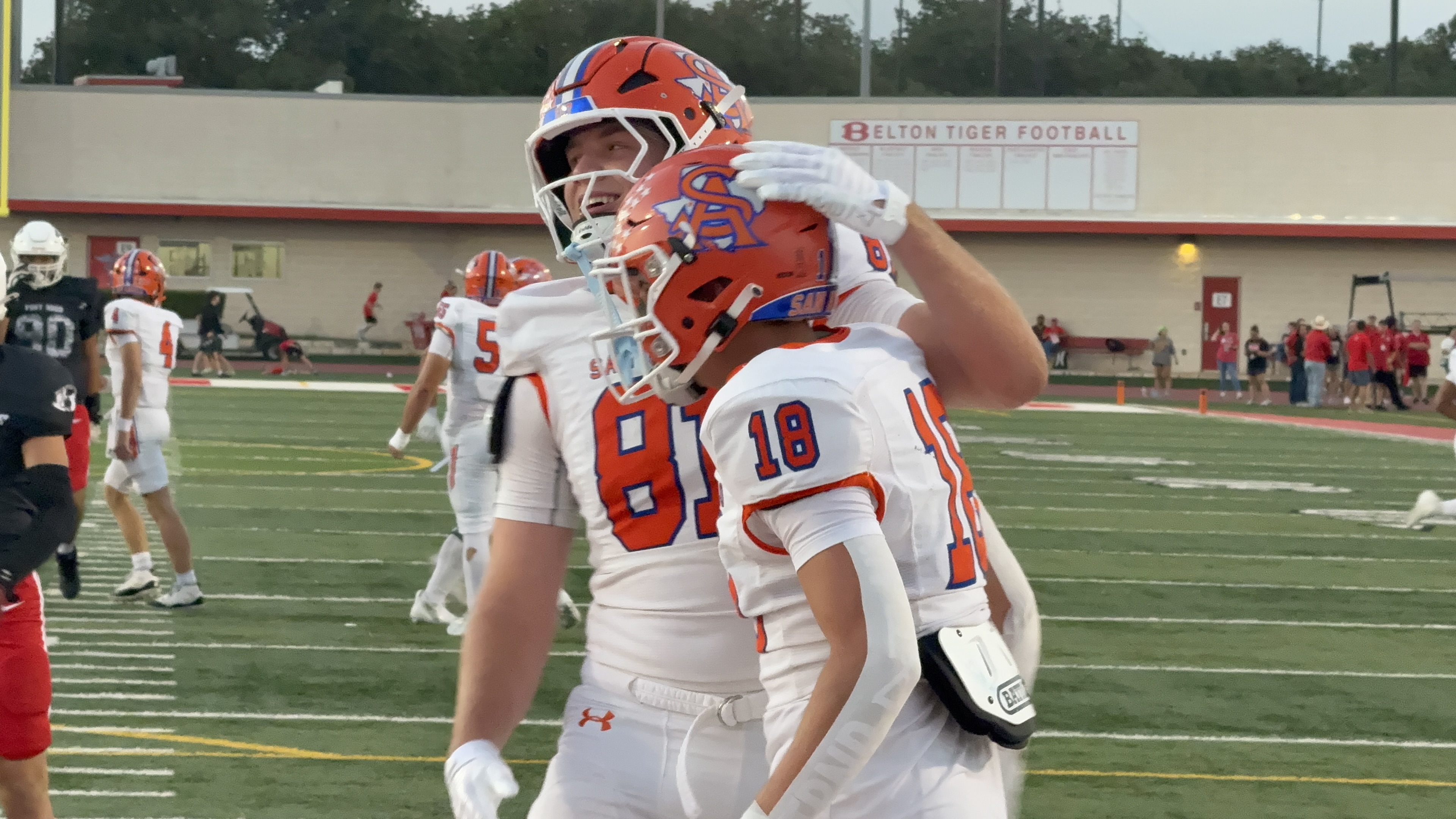 The Central Bobcats celebrate a touchdown against Belton. The Central Bobcats celebrate a touchdown against Belton.