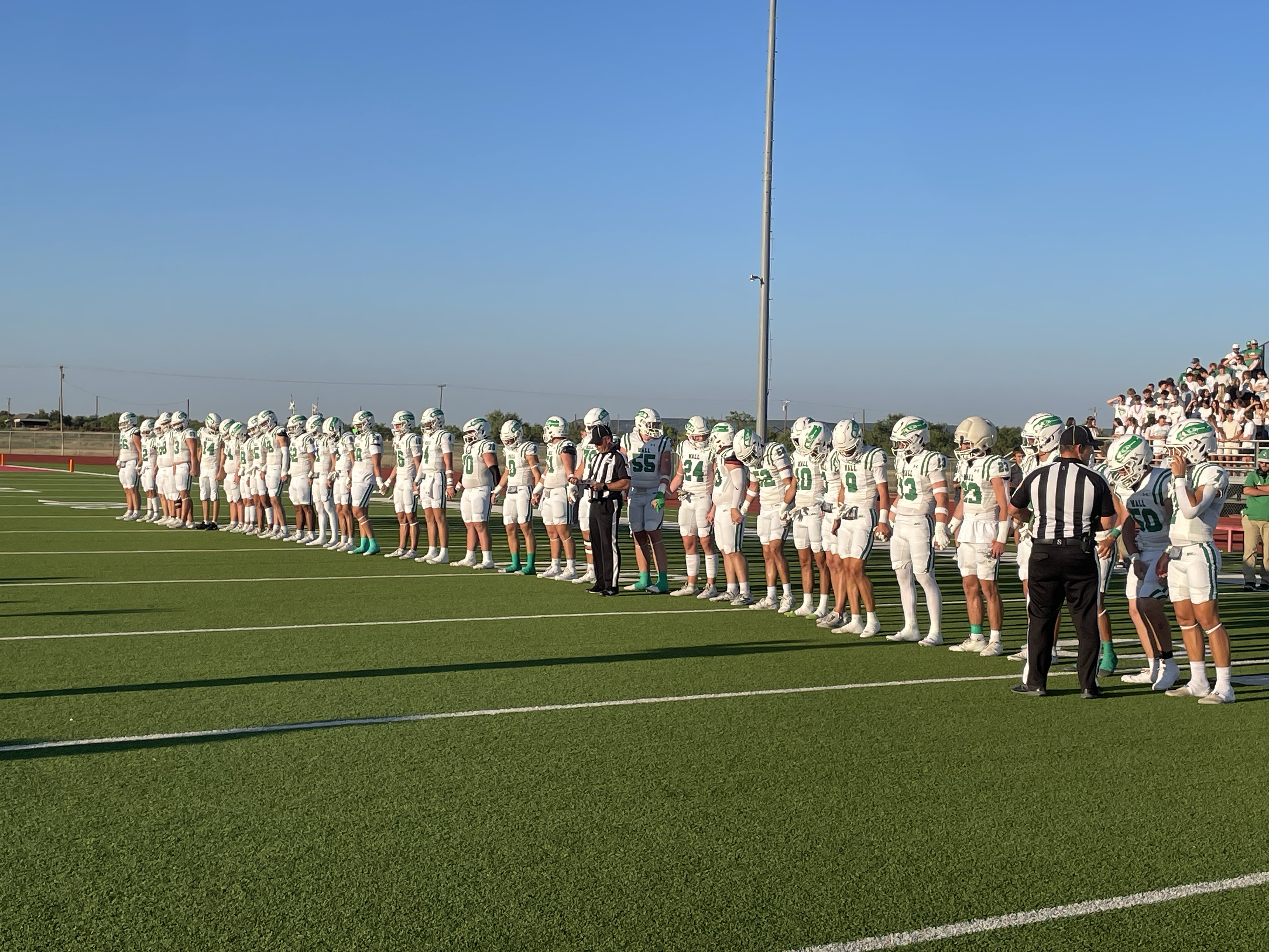The Wall Hawks line up before their game against Jim Ned in Tuscola on Friday, Sept. 12, 2025. The Wall Hawks line up before their game against Jim Ned in Tuscola on Friday, Sept. 12, 2025.