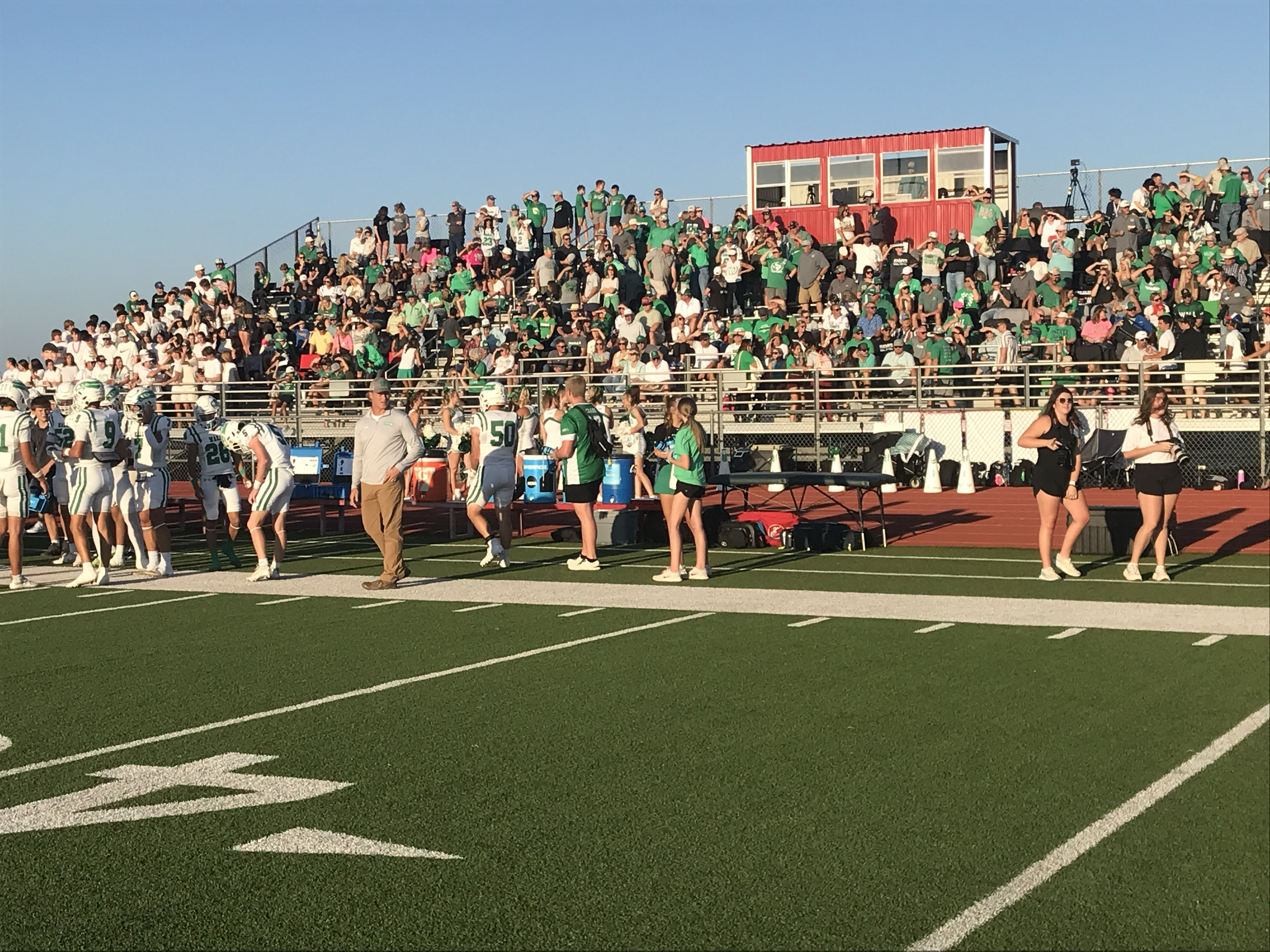 Wall Hawks fans filled the visitors stands at Indian Stadium in Tuscola for their game against Jim Ned on Friday, Sept. 12, 2025. Wall Hawks fans filled the visitors stands at Indian Stadium in Tuscola for their game against Jim Ned on Friday, Sept. 12, 2025.