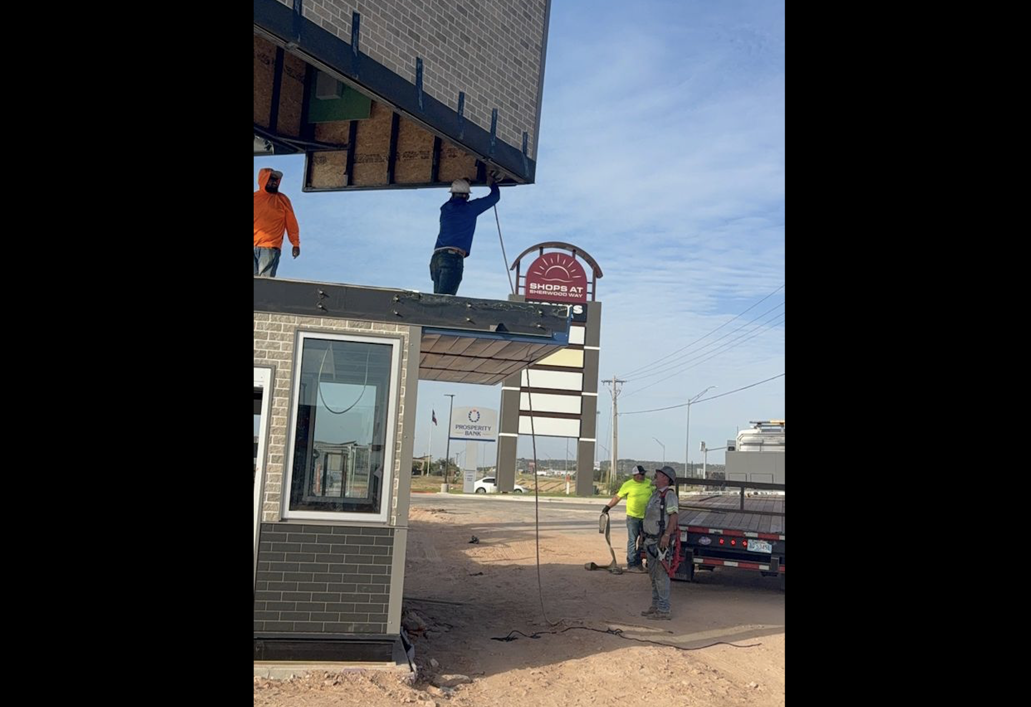 The newest 7 Brew in San Angelo is weeks away from opening after construction crews placed the drive-thru coffee stand on the ground Wednesday. The newest 7 Brew in San Angelo is weeks away from opening after construction crews placed the drive-thru coffee stand on the ground Wednesday.