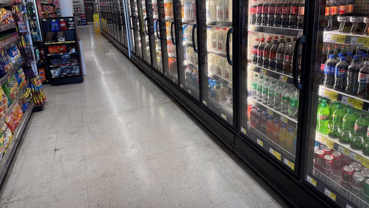 The floor where the plaintiff alleges she slipped and fell. On Nov 25 at around 2 p.m., that same floor was spotless.