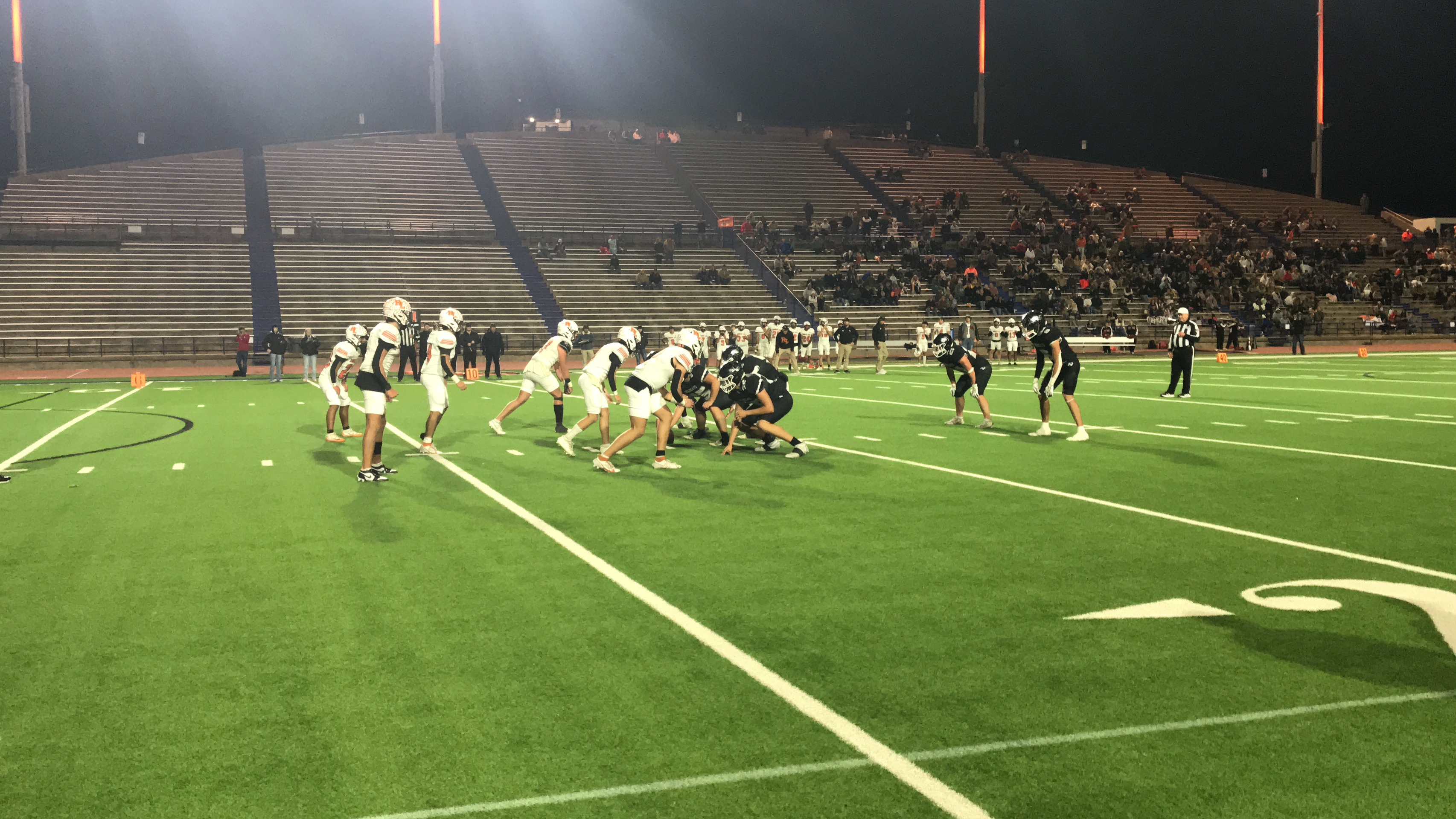 Robert Lee's defense tries to hold Water Valley out of the end zone during their state quarterfinal game Friday, Nov. 28, 2025, at San Angelo Stadium.