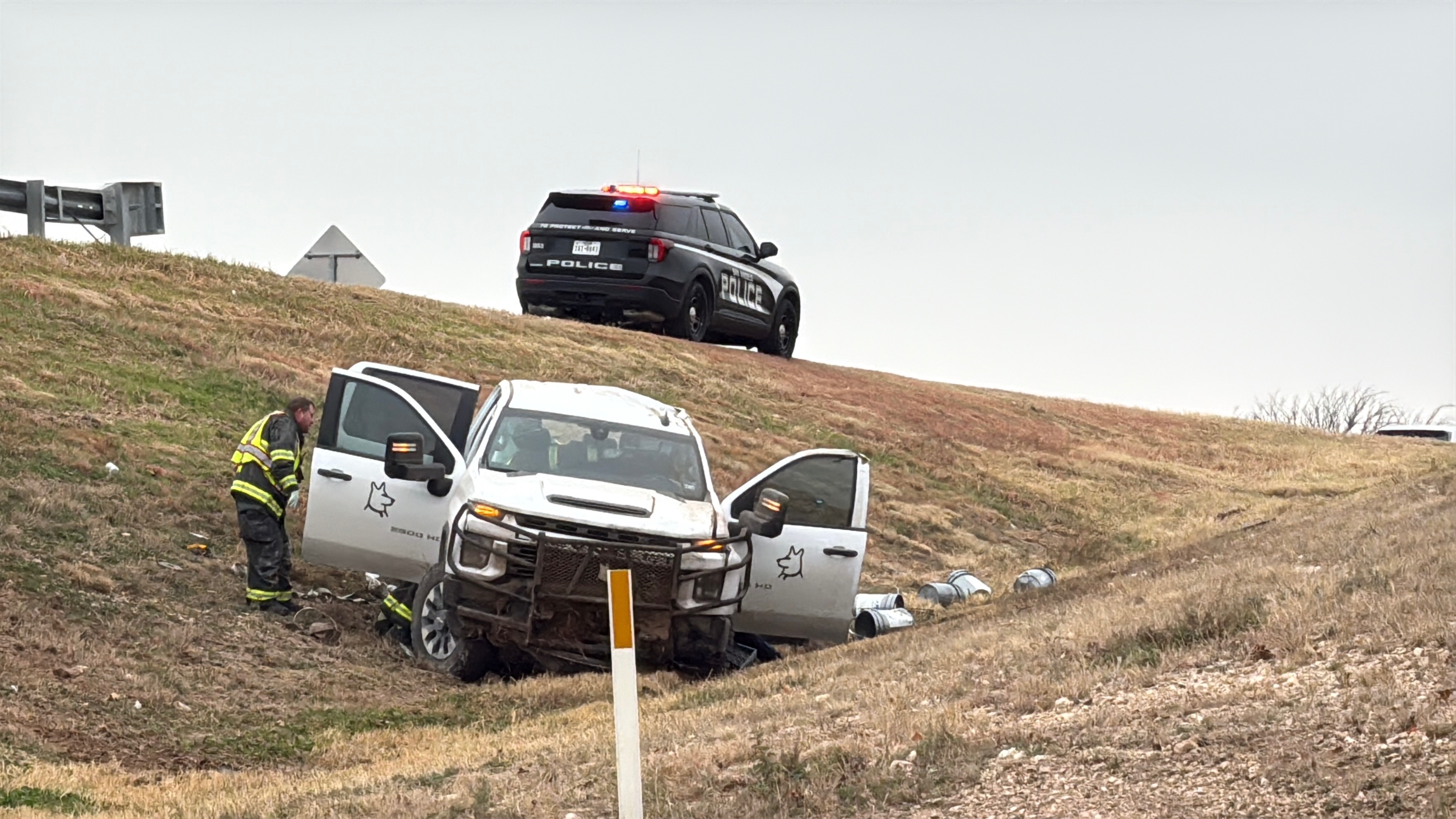 A single-vehicle rollover crash near the San Angelo city limits Monday morning shut down a highway entrance ramp.