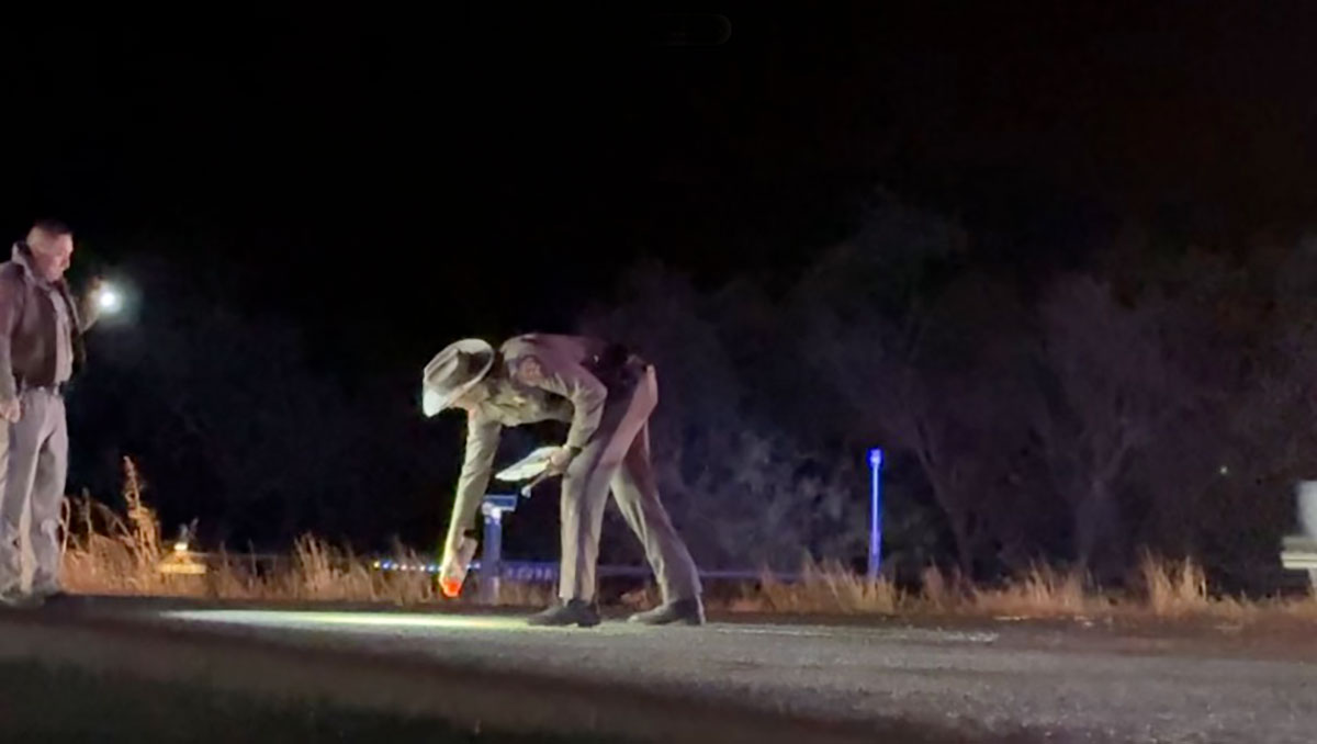 Orange spray paint was used to mark the various points of the crash on US 277 at Reece Rd. on Dec. 9, 2025.