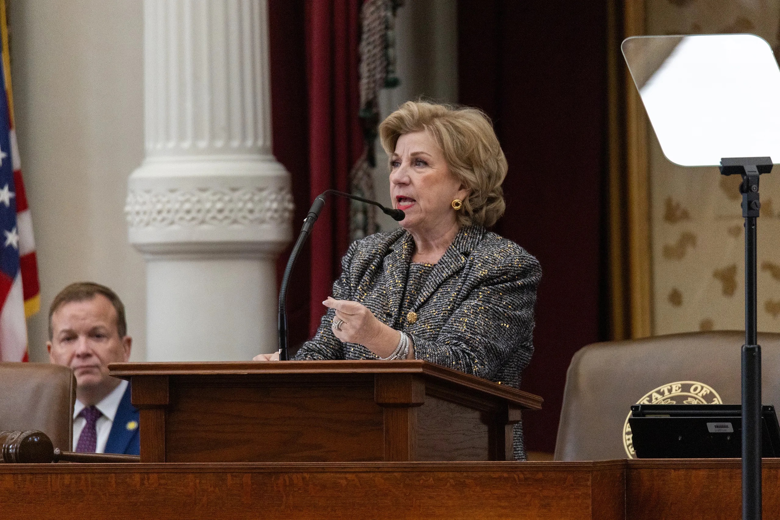 Texas Secretary of State Jane Nelson presides over the Texas House during the opening ceremony of the 89th Texas legislative session at the Capitol in Austin on Jan. 14, 2025.