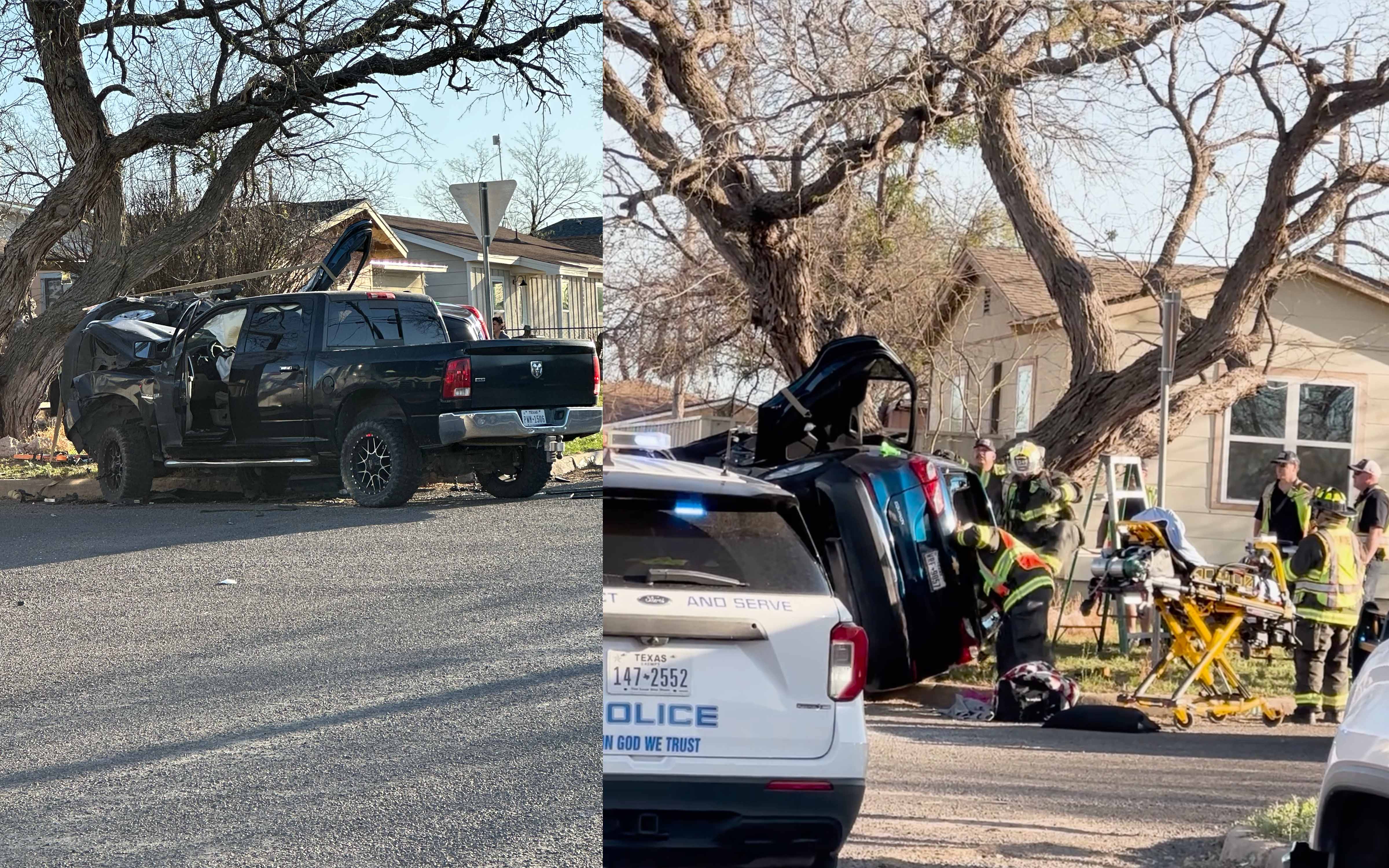 Rollover crash at N Campus Blvd &amp; Coleman St in San Angelo on March 13, 2026.