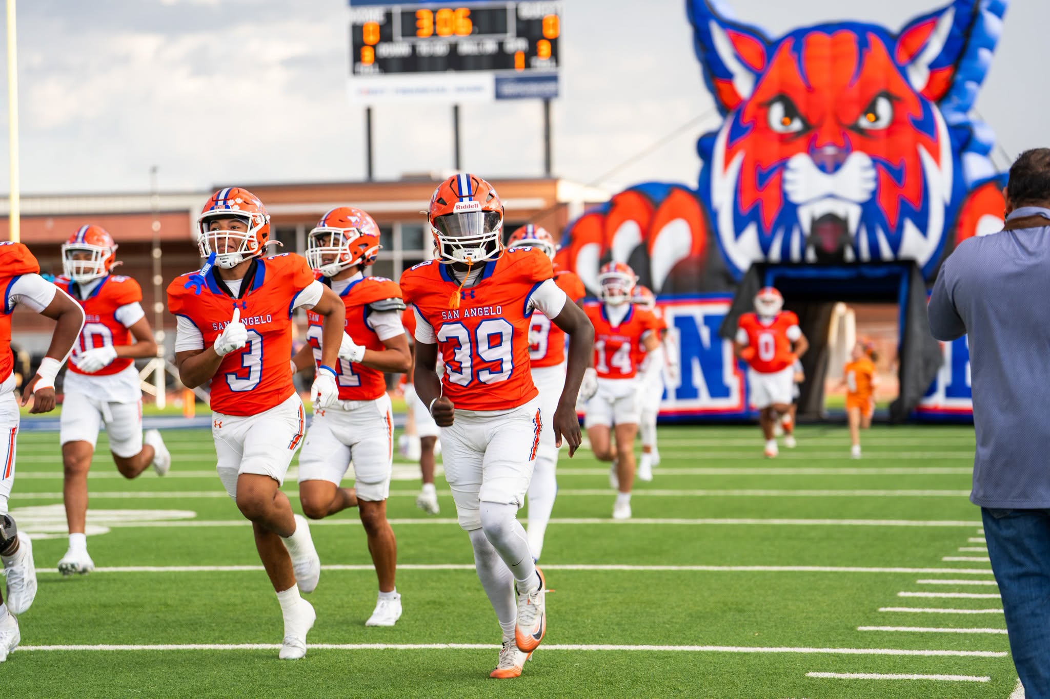 The Central Bobcats run onto the field before their game against Abilene Cooper on Friday, Sept. 11, 2026.