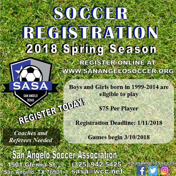 SASA Youth Soccer Registration | San Angelo LIVE! Events