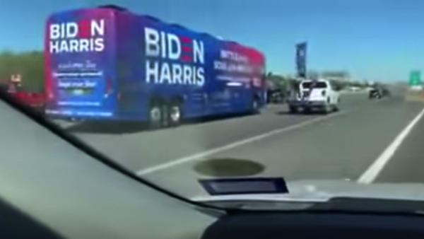 Trump Train Derails Biden Bus Campaign Texas Tour on I-35