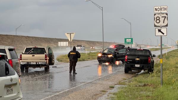 WATCH: Vehicles Crash on Rain Soaked US87N Access Road