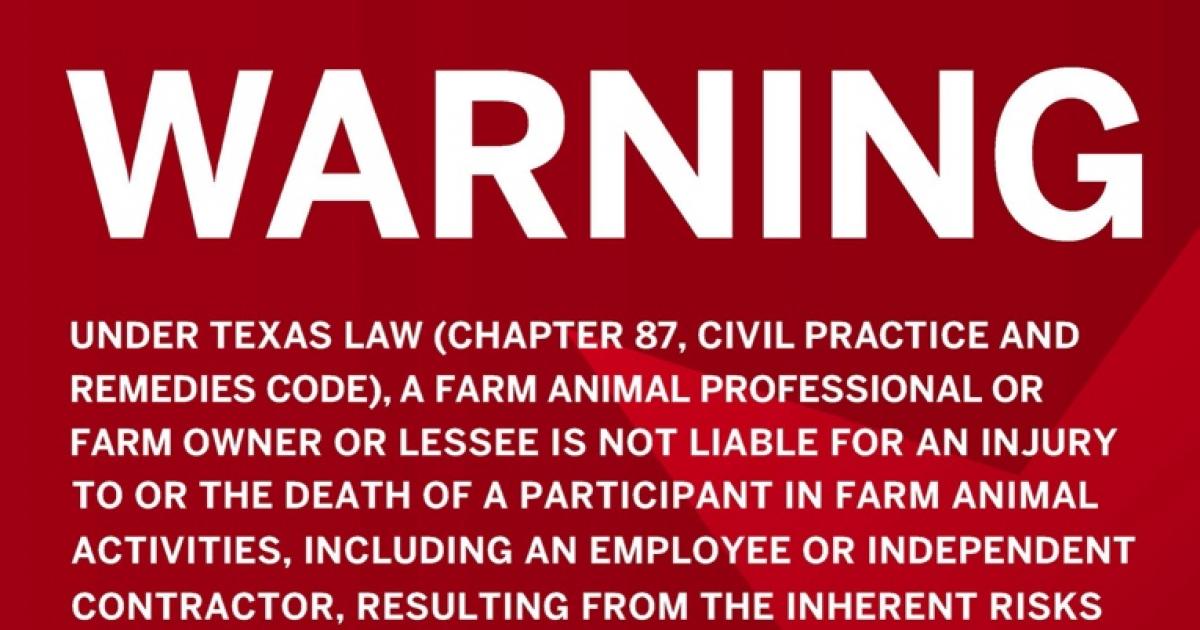 New Law Requires All Livestock Owners to Post Liability Signs