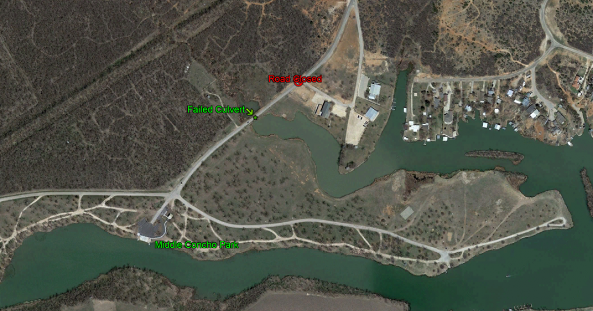 The Only Road Into Middle Concho Park at Lake Nasworthy Reopens After