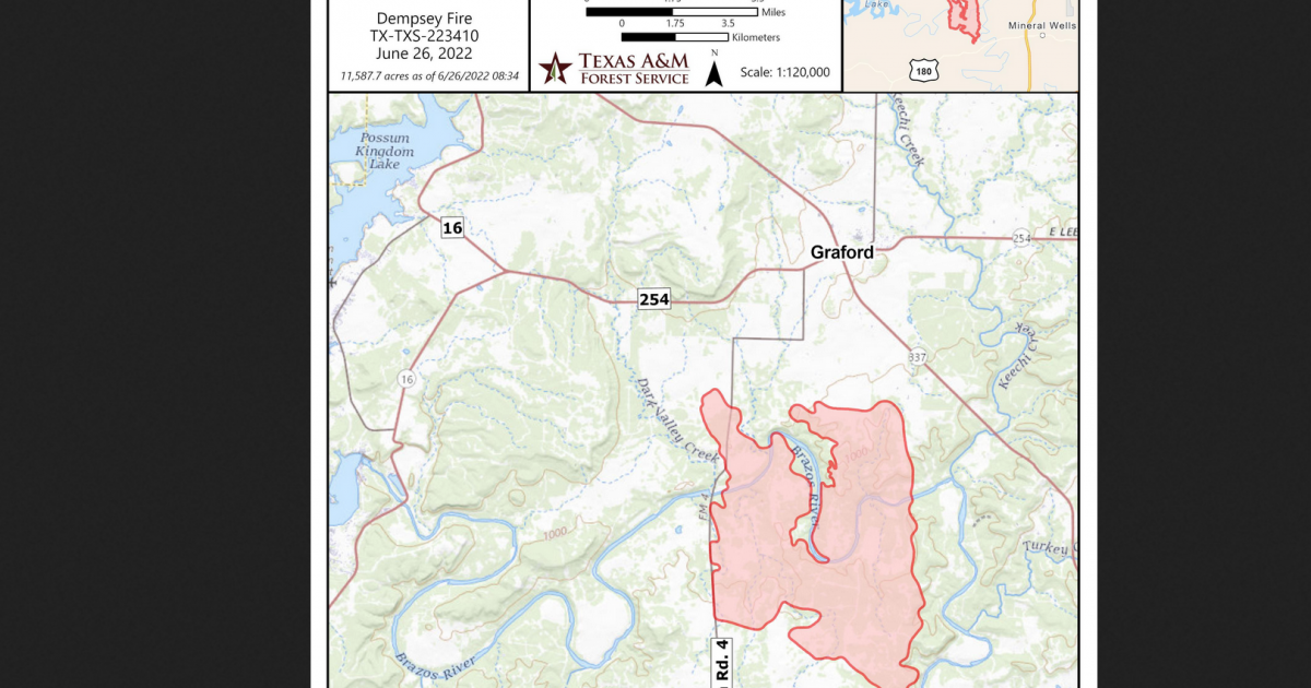Firefighters Make Progress on Dempsey Wildfire Near Possum Kingdom Lake