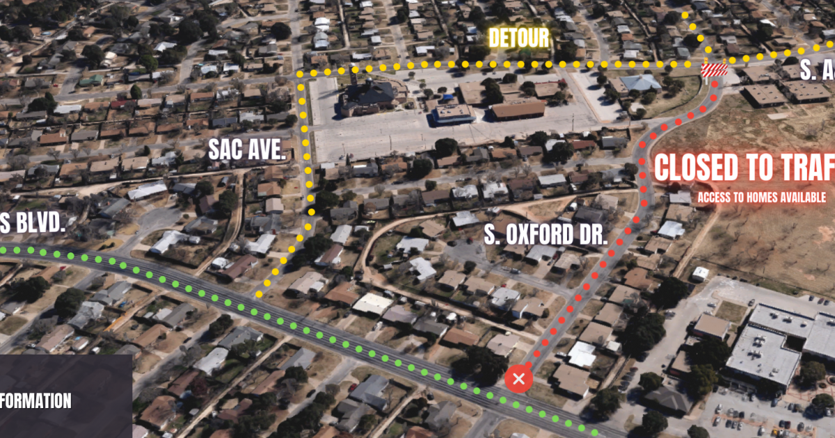 Busy Section of Oxford Dr. in San Angelo Closed Through Monday