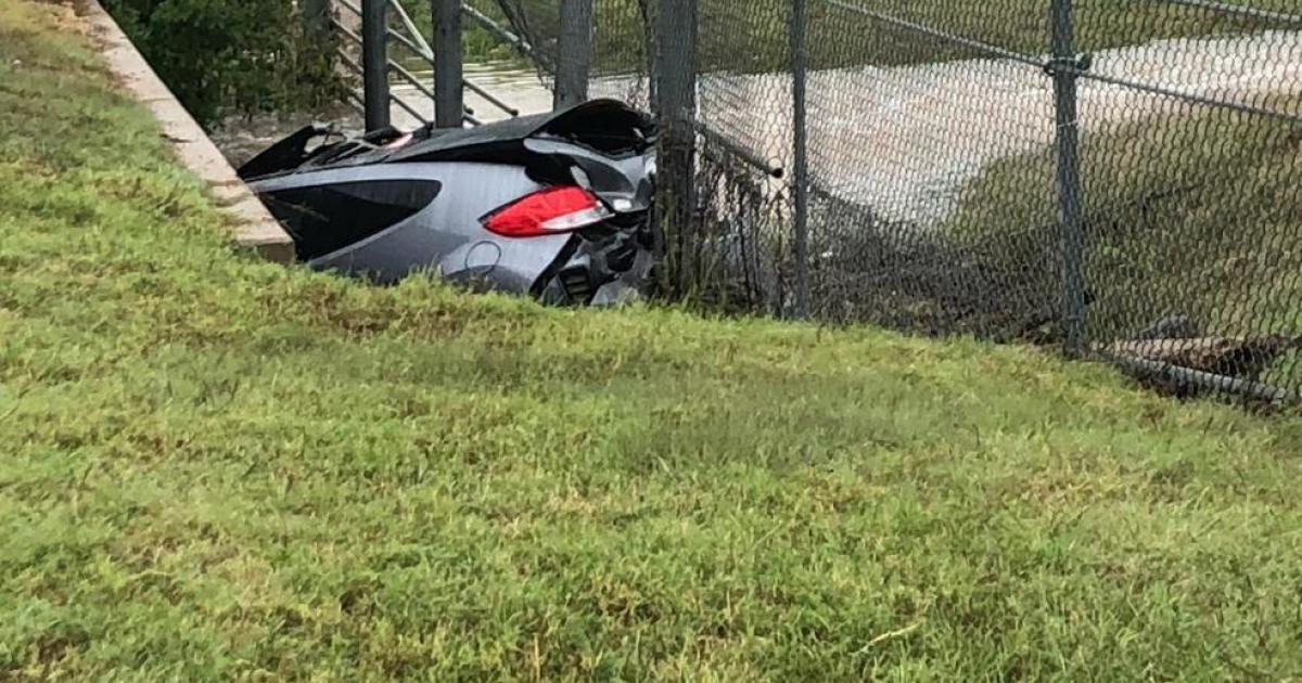 Car Damages Front Gate, Slides into Culvert at Dyess AFB