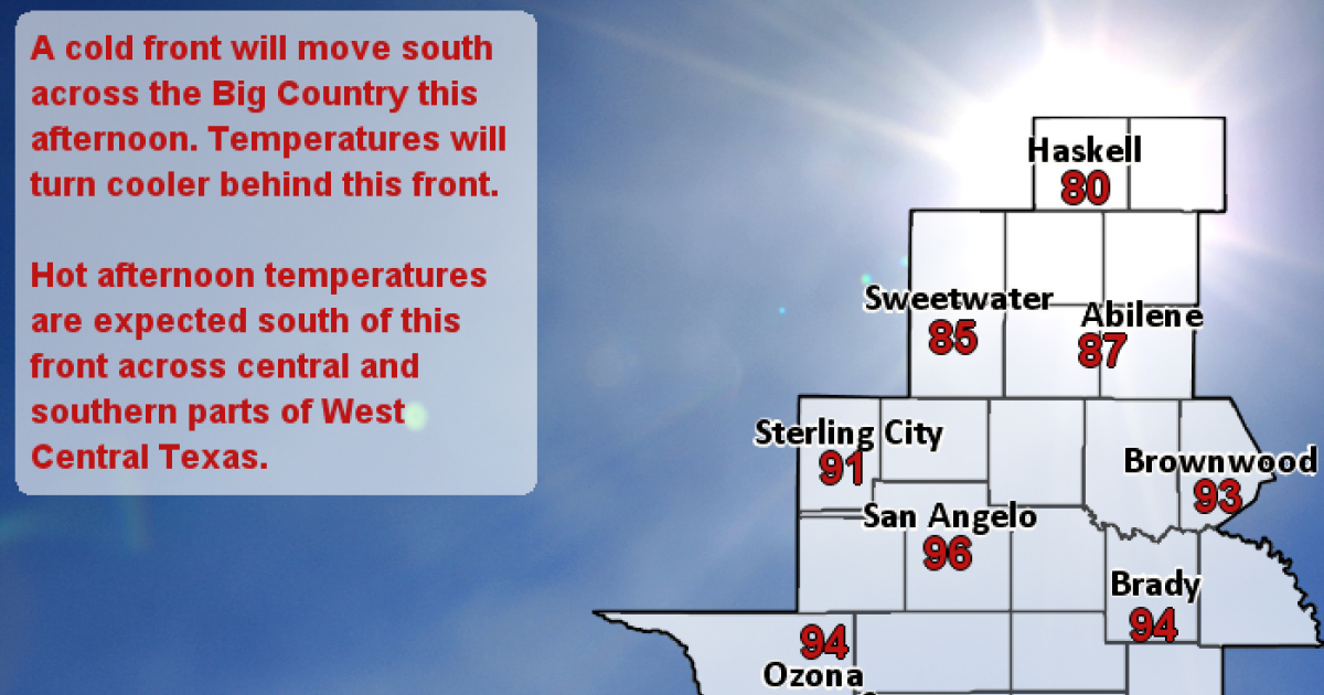 Temps Forecast to Drop 47 Degrees Tonight Behind a Cold Front