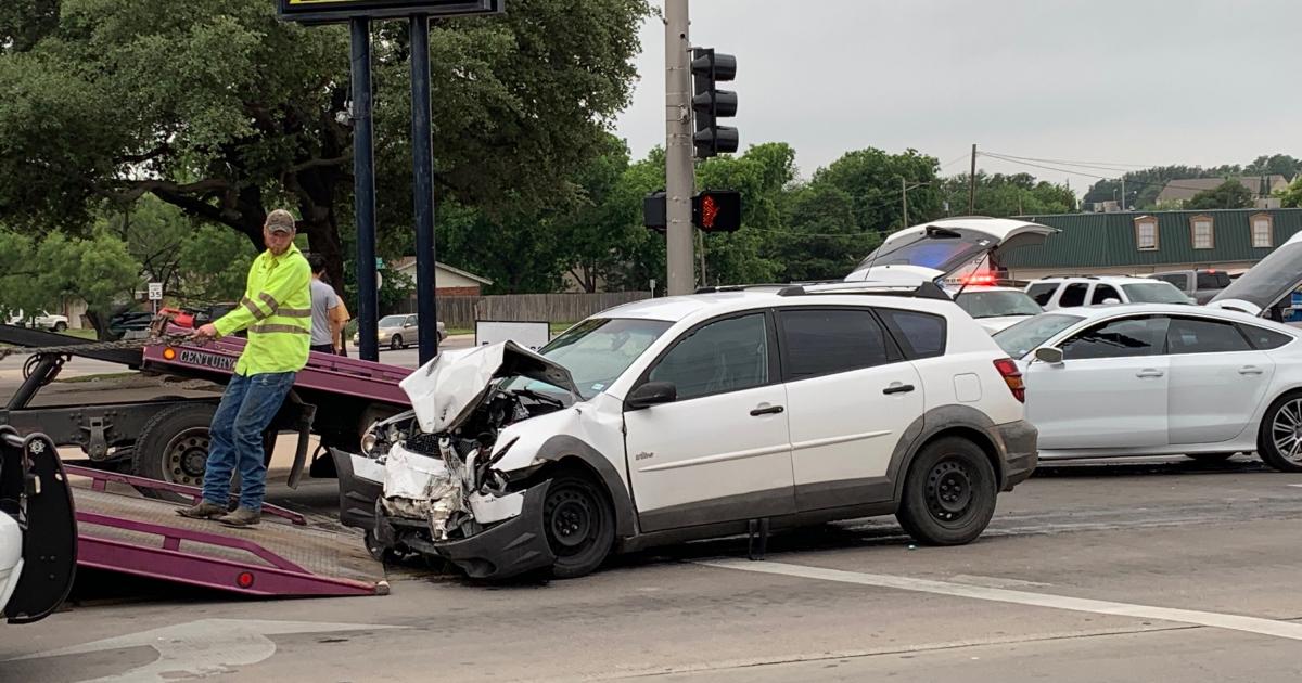 WATCH: Two Car Crash Shuts Down Five-way Intersection