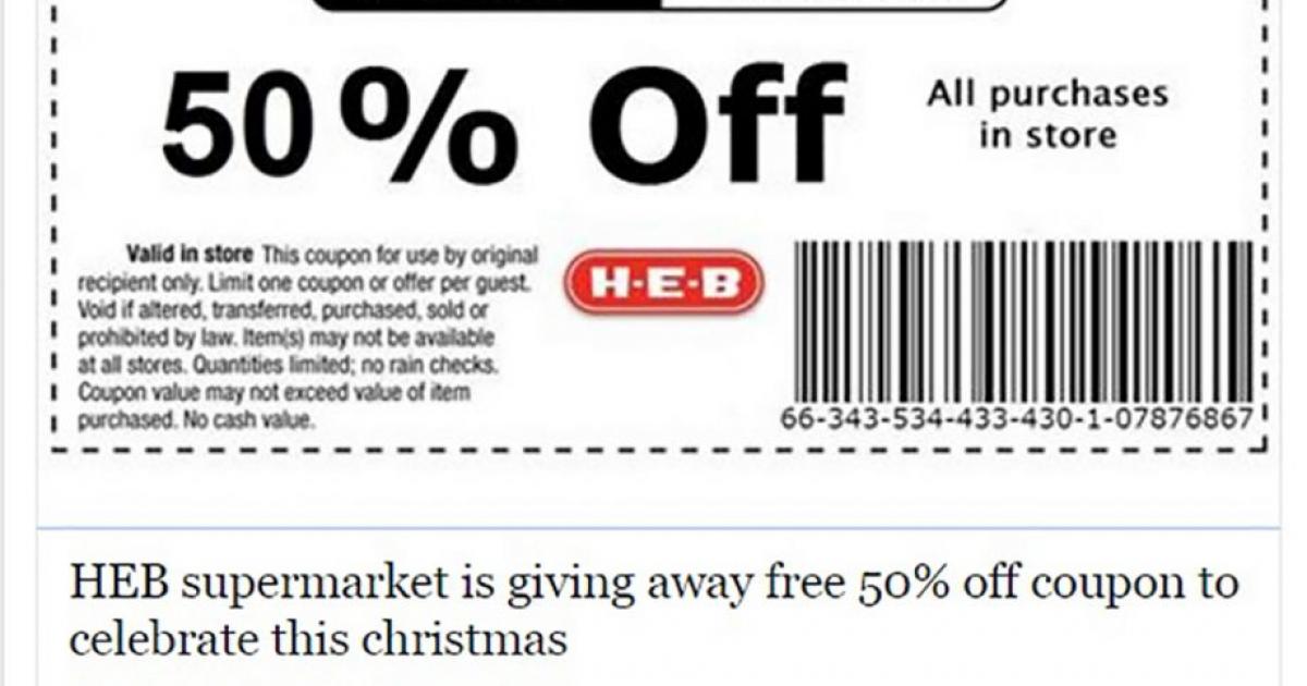 Counterfeit H-E-B Coupon Circulates Across Social Media