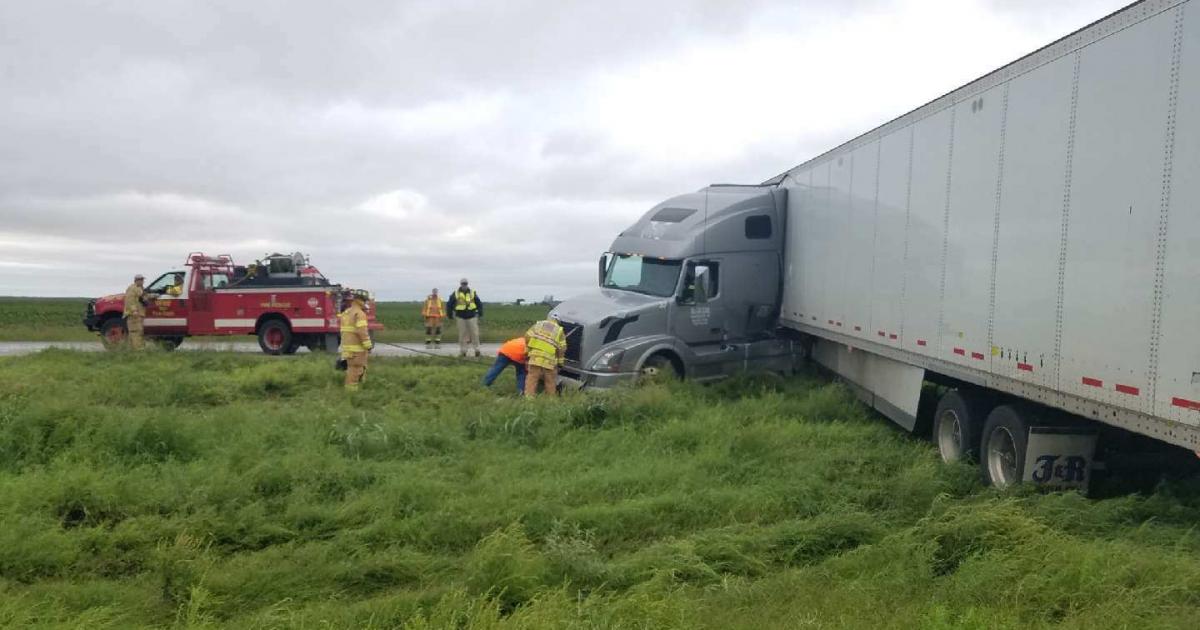 Slick Roads Cause 2 Tractortrailers to Jackknife on US 87