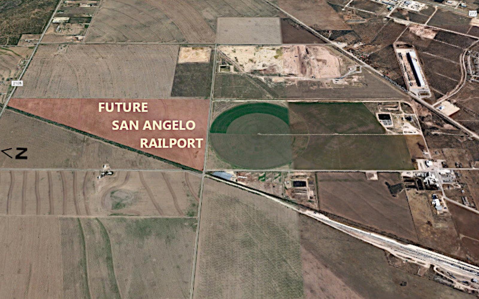 A aerial view of the location of the new rail port