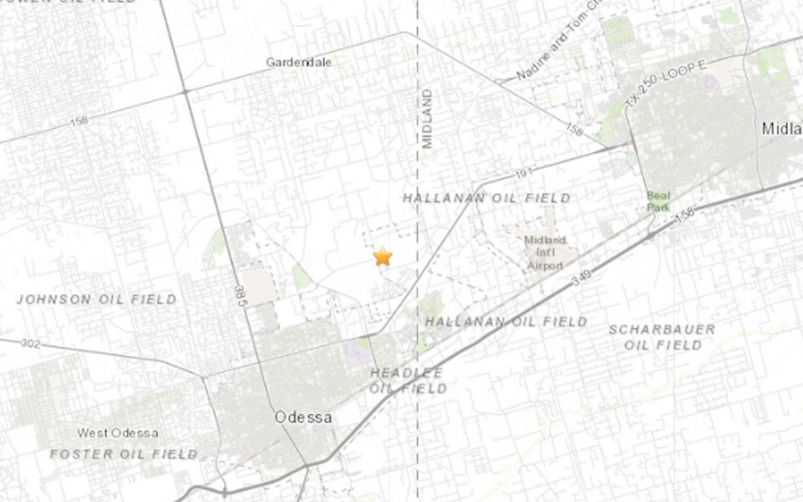 Epicenter of Earthquake in Ector Co. on Monday