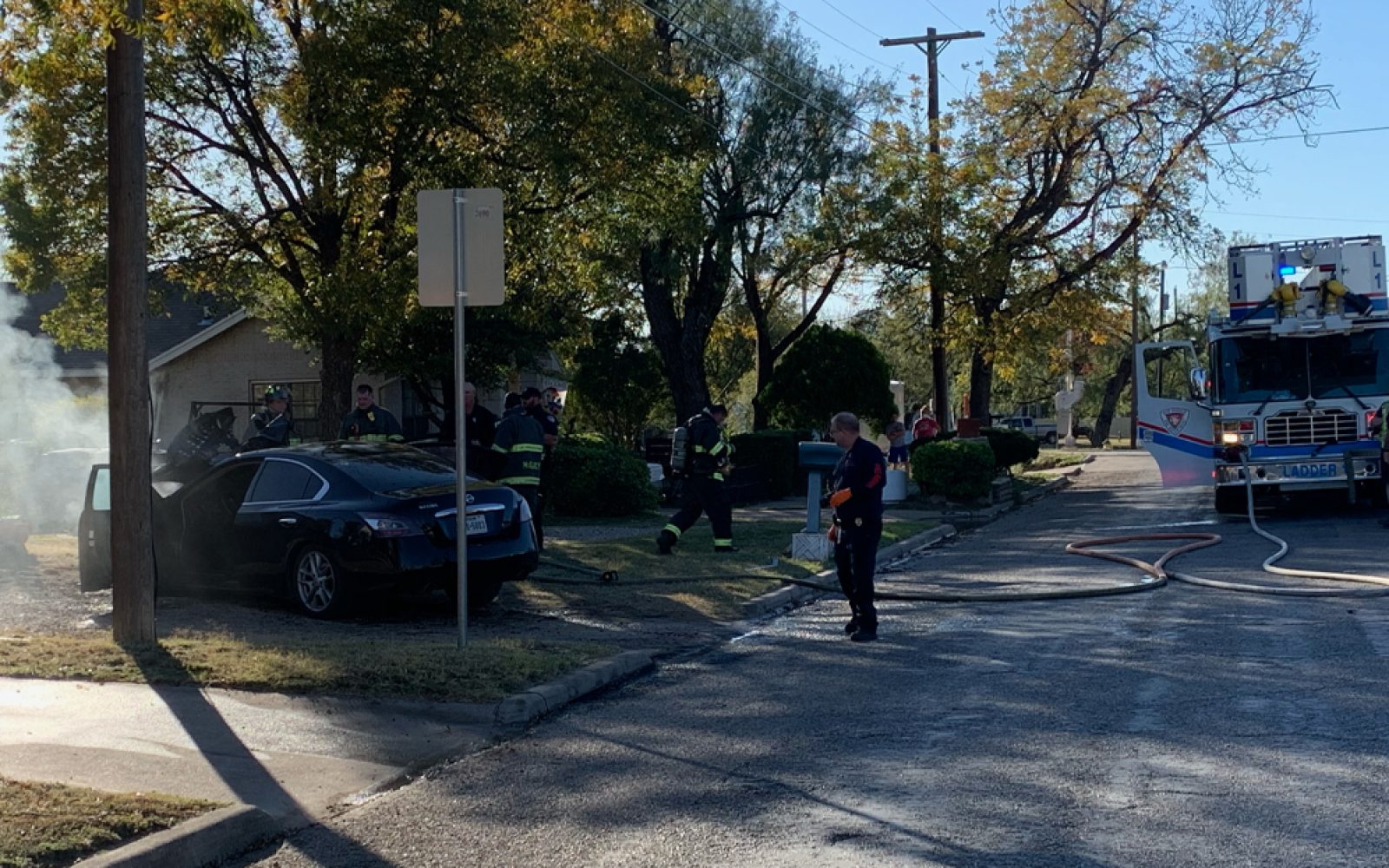 Car Goes Up In Flames on E. Harris Ave (Live Photo / Matt Trammell)