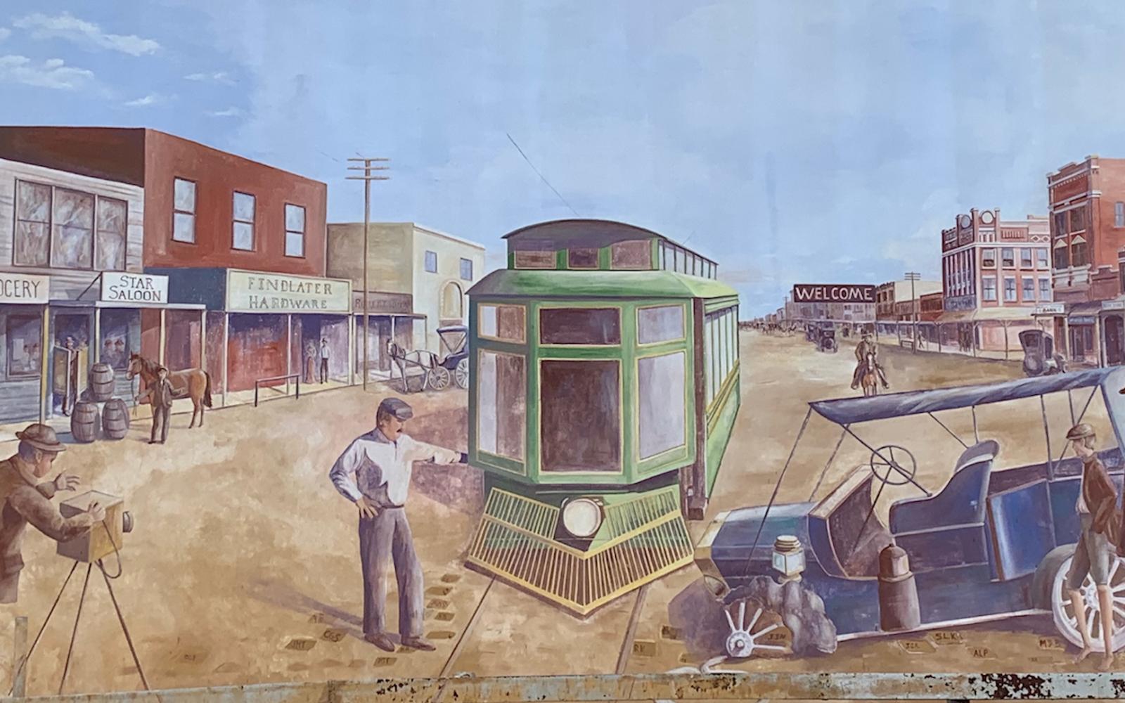 Mural of Trolley in Downtown San Angelo