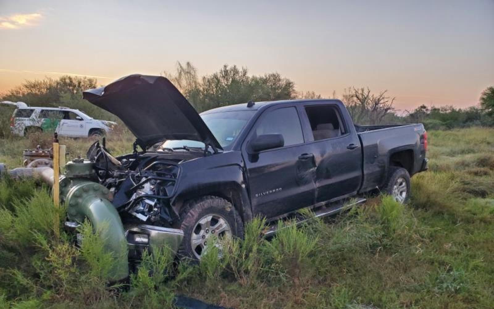 Pickup Carrying Illegals Crashes into Pipeline (Contributed/CBP)