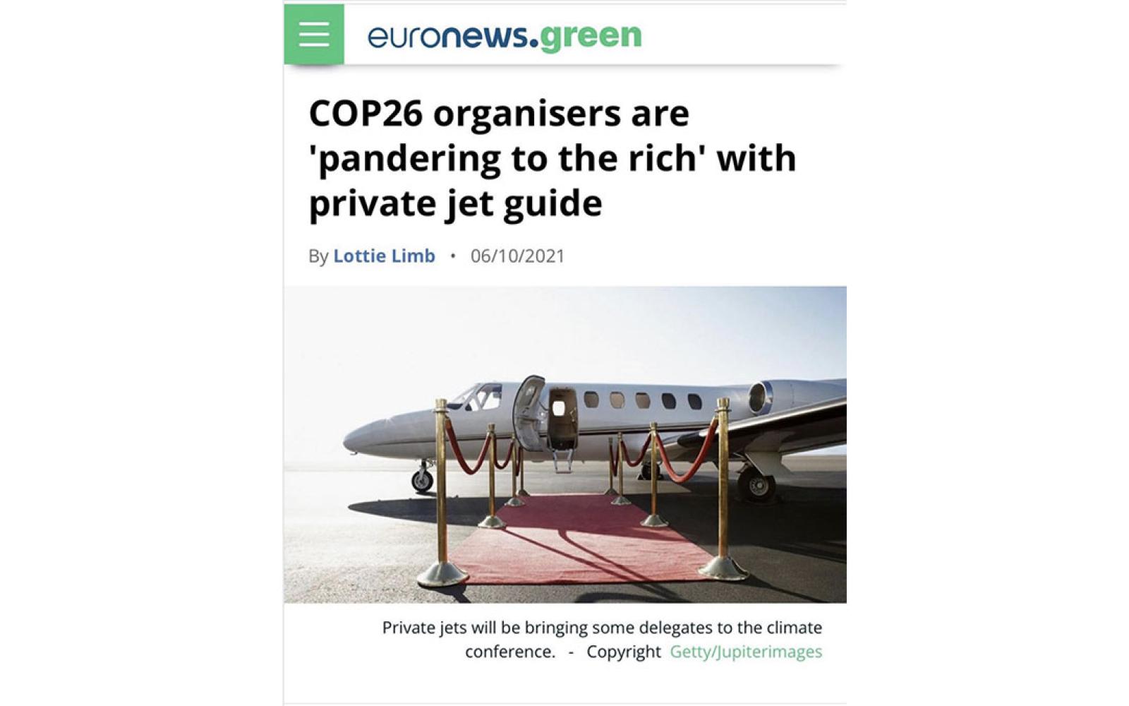 COP26 organizers fly in on private jets