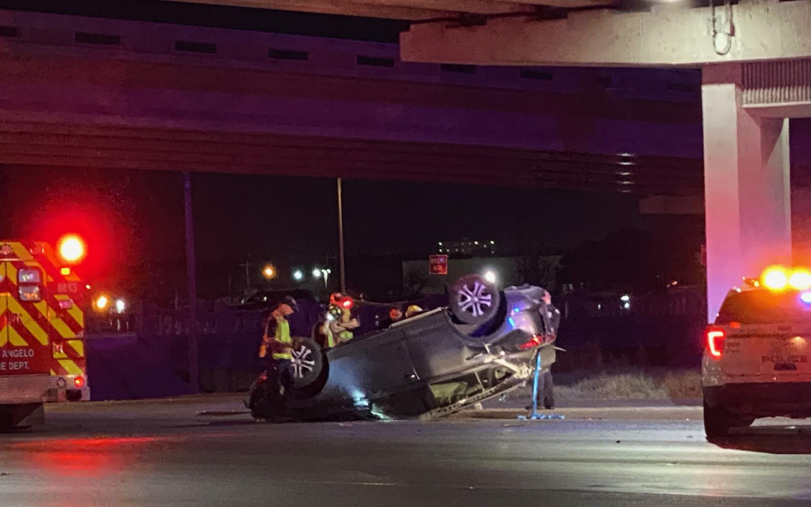 An SUV flipped during a crash at 7th and Bryant on Dec. 26, 2021