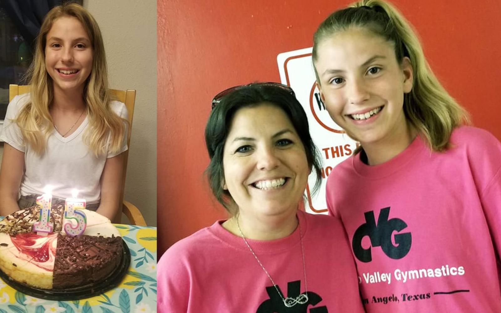 Meleah this year on her 15th birthday. To the right is mom, Angela with Meleah.