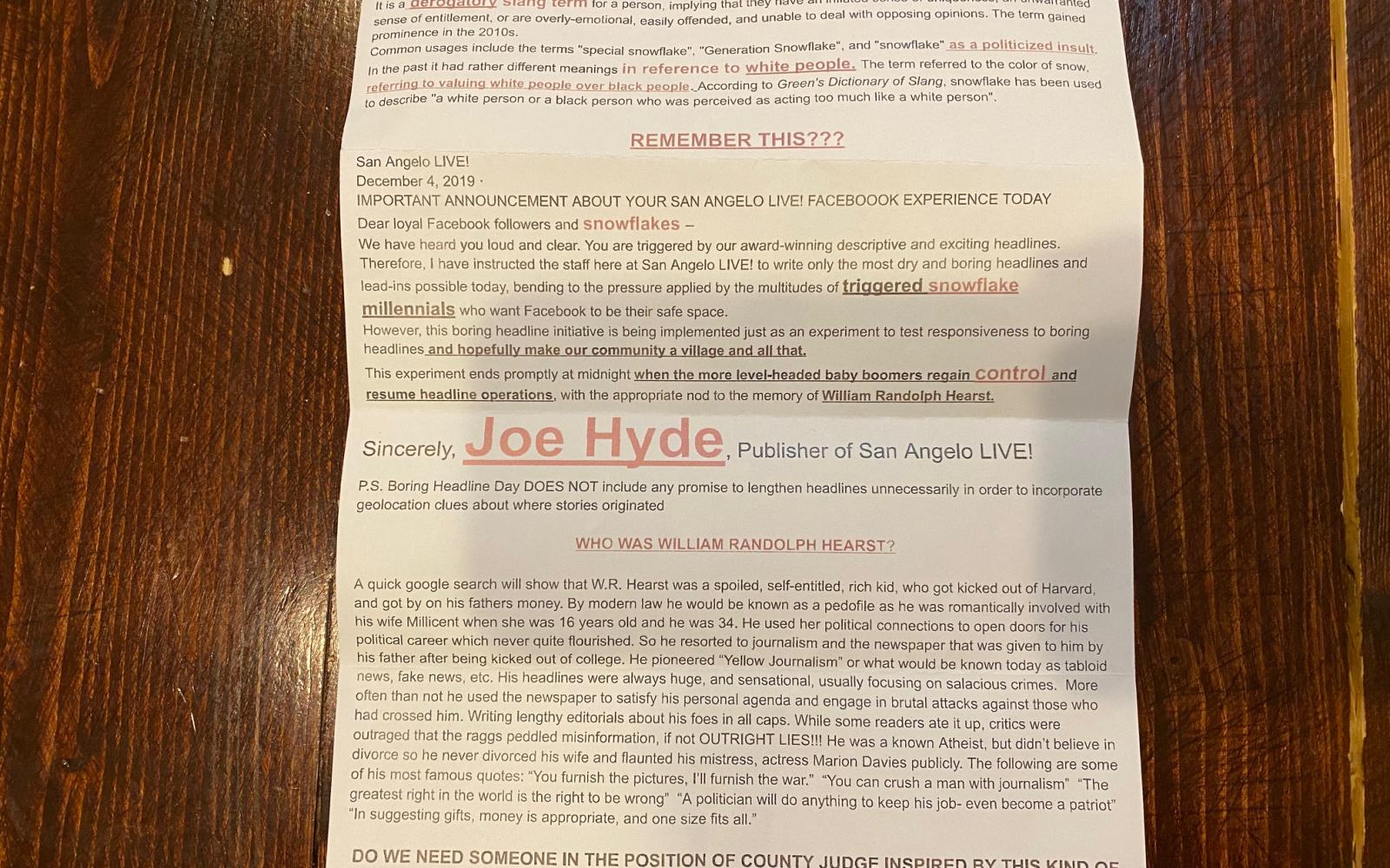 Flyer attributed to Dusty Thompson at SARW (Contributed/James Bouligny)