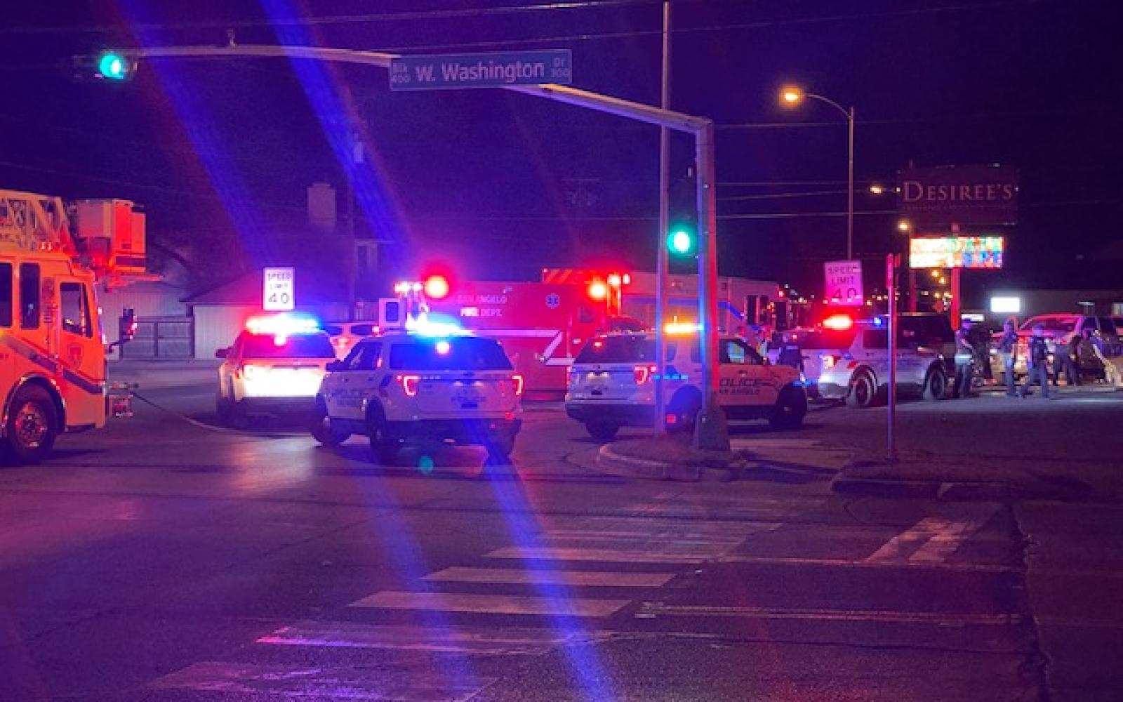 Car Crashes into 2 Parked Pickups at Strip Club (LIVE! Photo/James Bouligny)