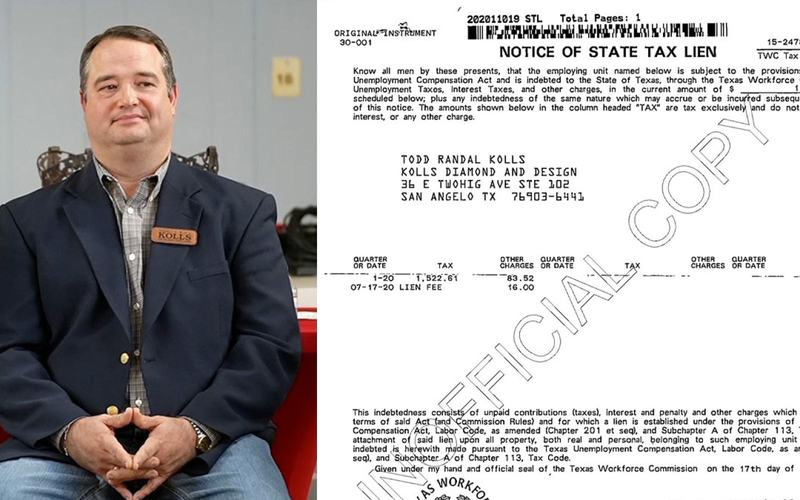 Tom Green County Judge candidate Todd Kolls and his tax lien.