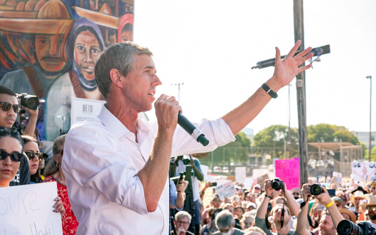 Democratic gubernatorial candidate Beto O'Rourke speaks at an event at Pan American Neighborhood Park on June 26, 2022 in Austin, Texas. 