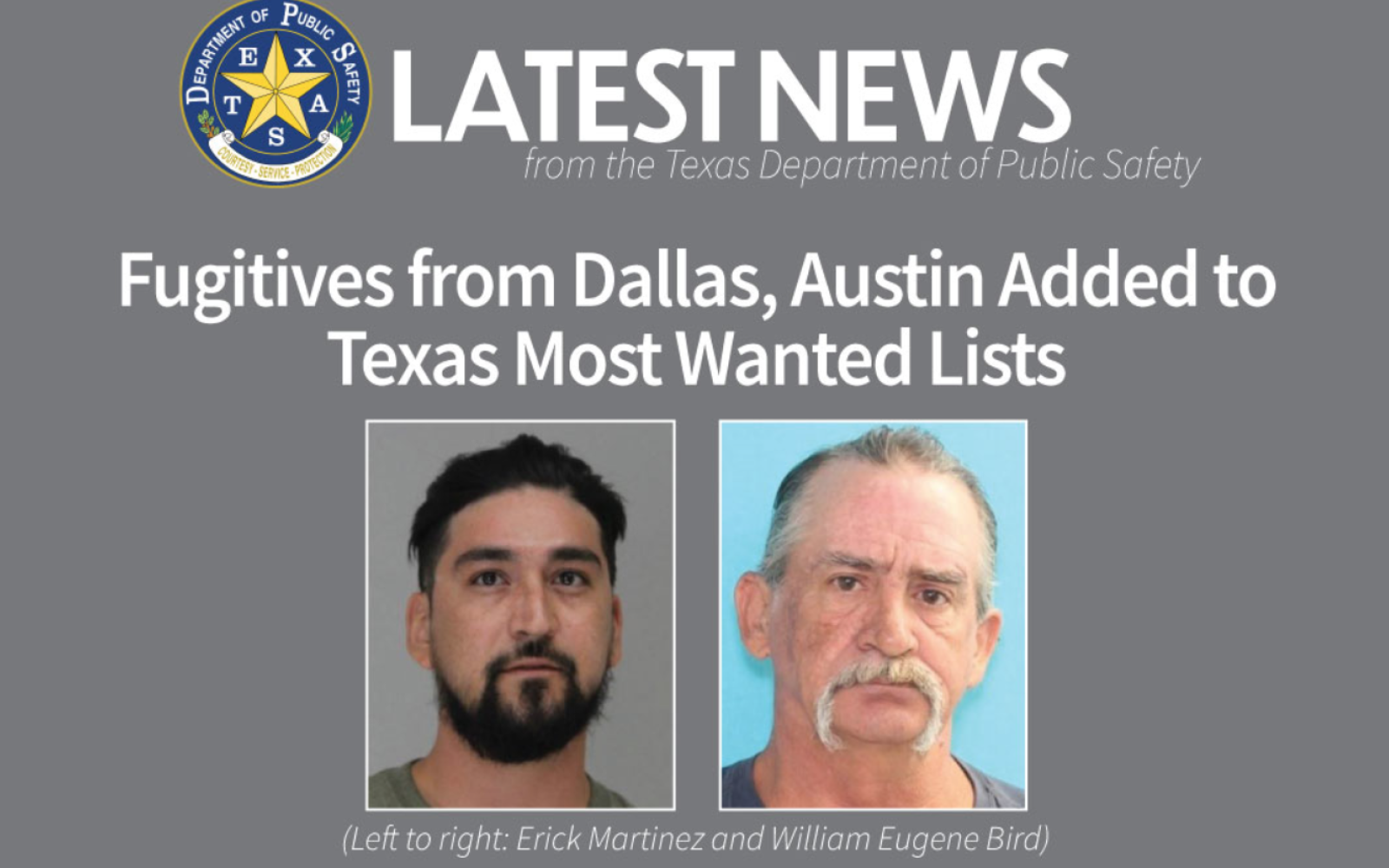 Eric Martinez & William Eugene Bird Make DPS Most Wanted List (Contributed/DPS)