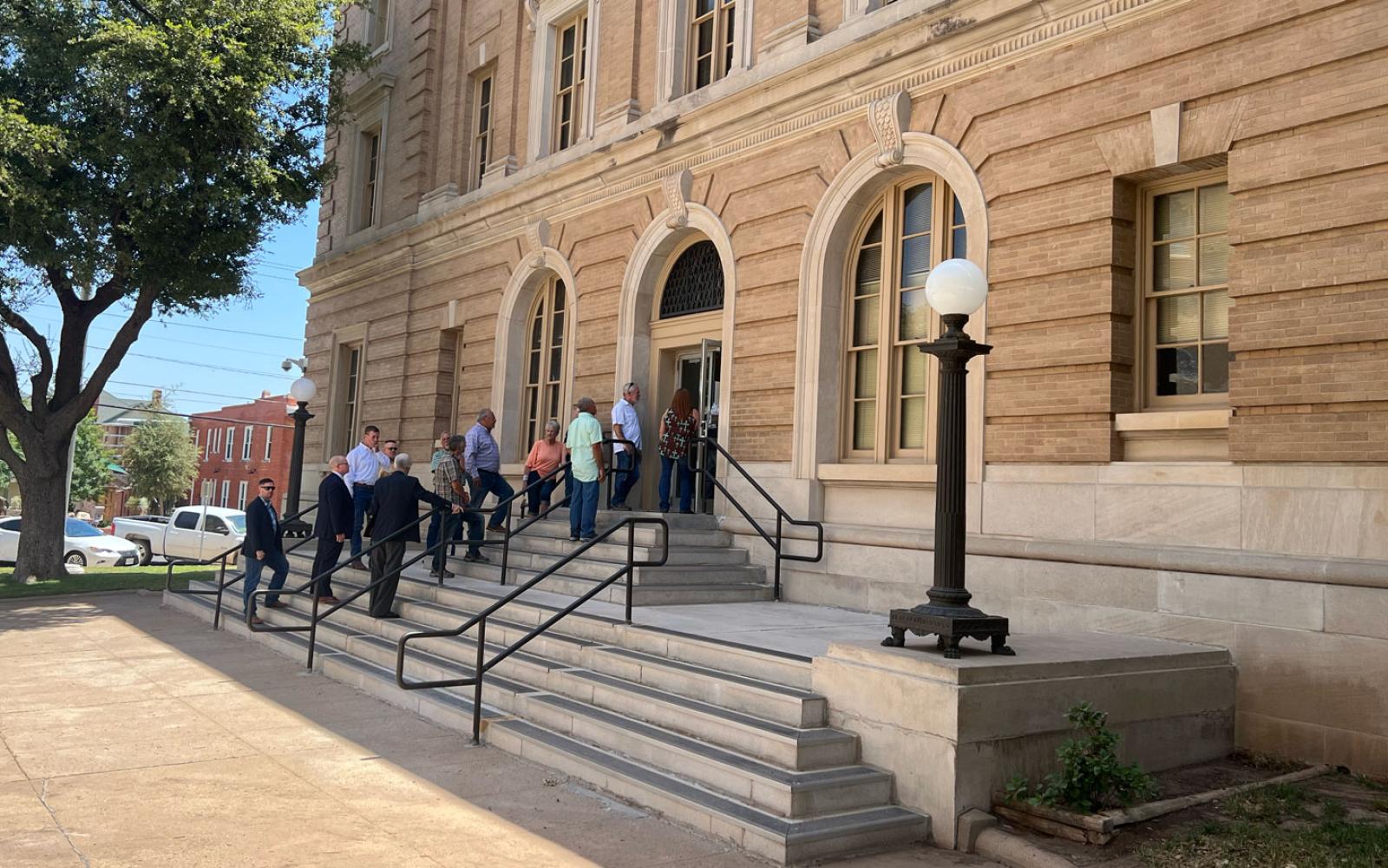 A small crowd lined up to access the courtroom where former San Angelo Police Chief Tim Vasquez was sentenced on August 5, 2022