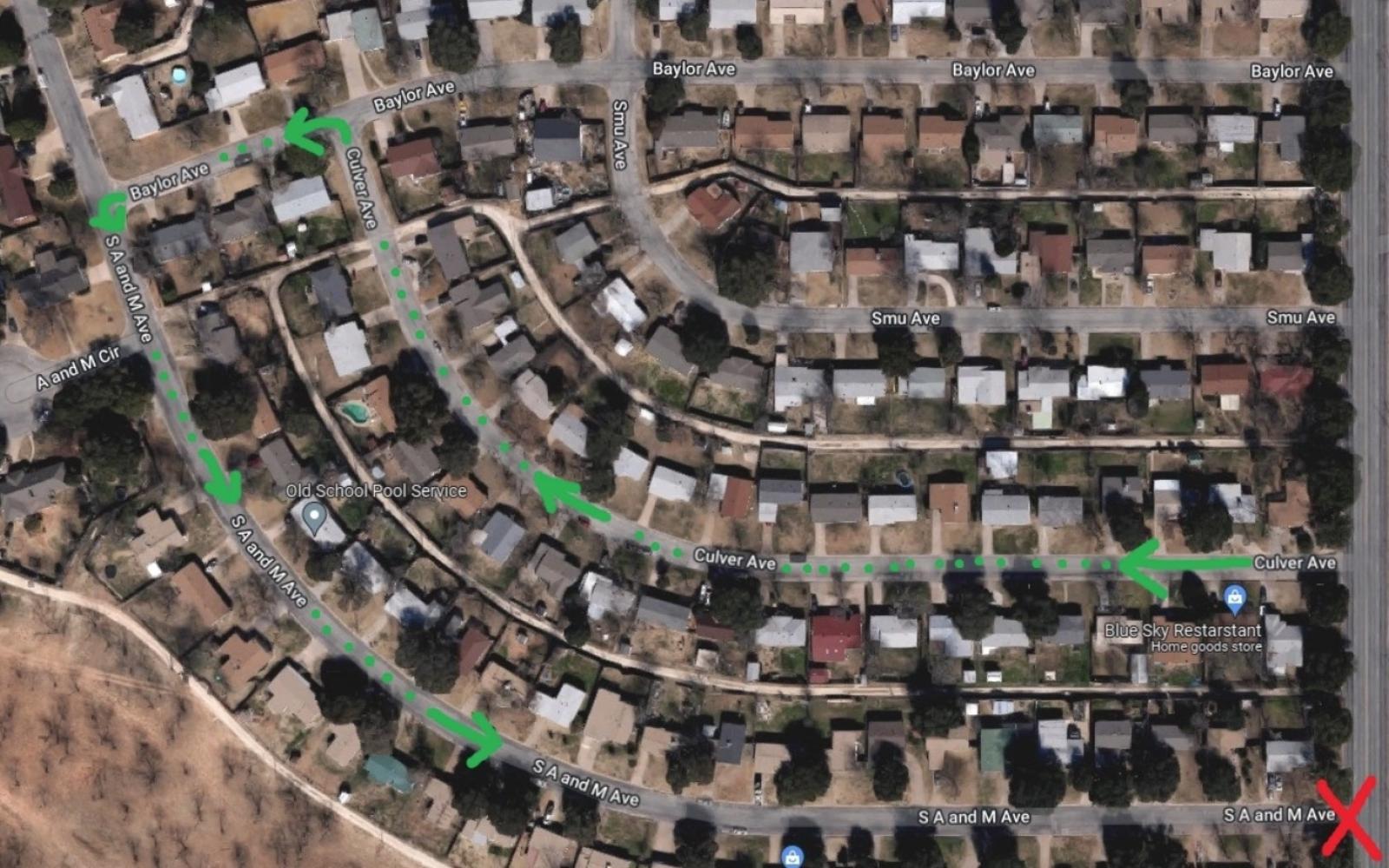 A&M Ave. Closure Detour Route (Contributed/COSA)