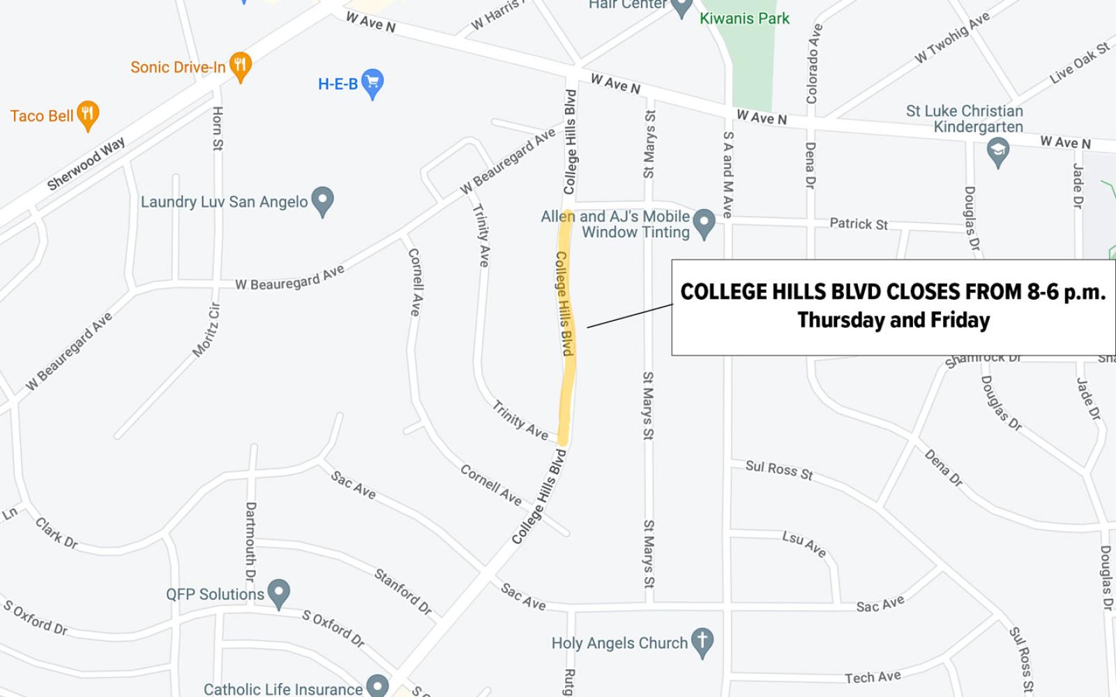 College Hills Closure for Sept 8 and 9, 2022