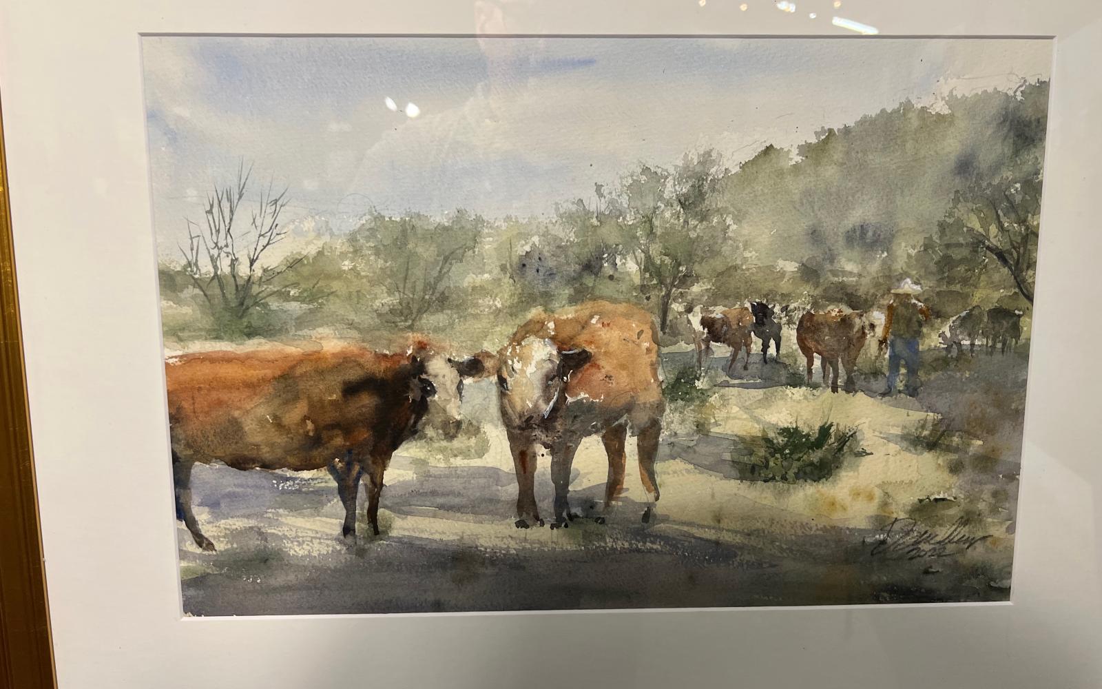 A watercolor with (when compared to the acrylics) has a softer, monochromatic feel. Painted by Richard Sneary of Kansas City, Missouri.